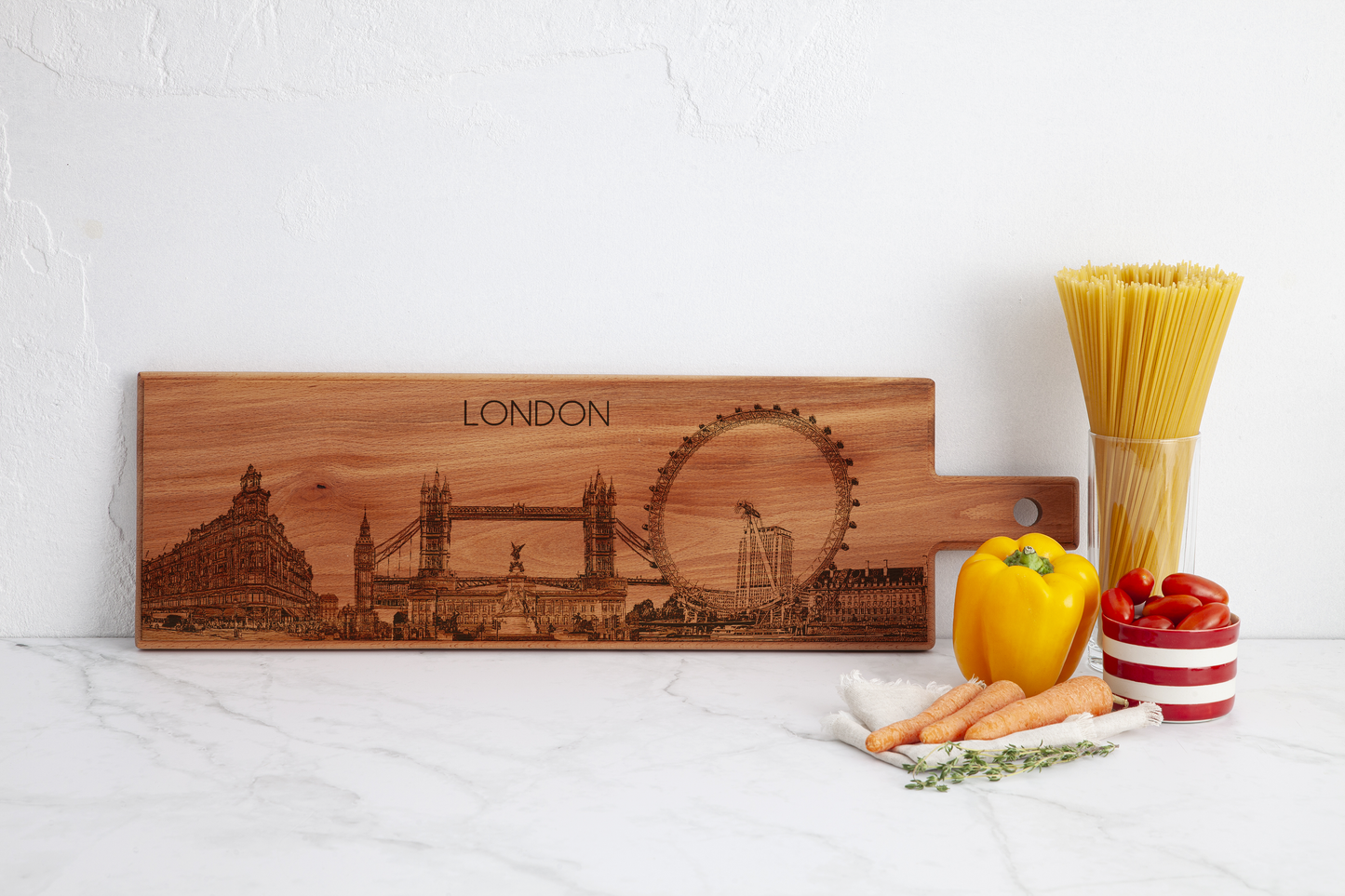 London Skyline Wooden Serving Board – 60 x 17 cm