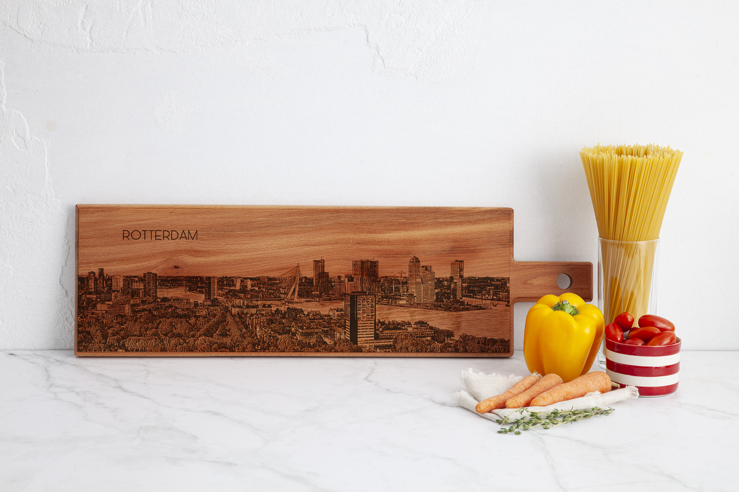 Rotterdam Skyline Wooden Serving Board – 60 x 17 cm