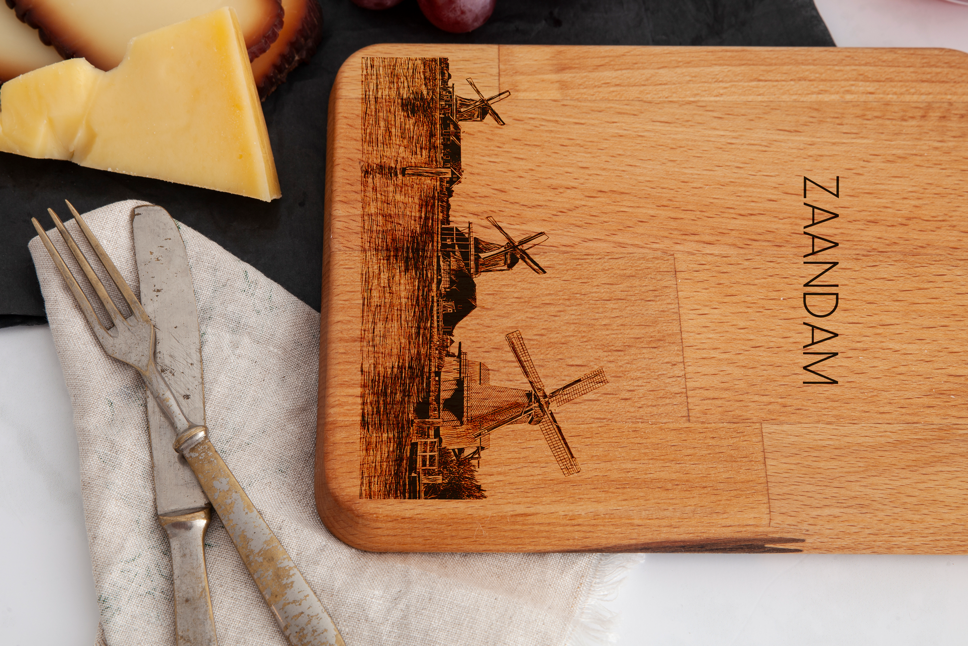Zaandam, Zaanse Schans, cheese board, wood grain