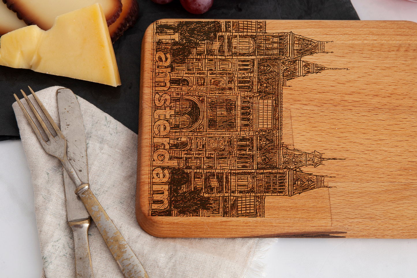 Amsterdam, Museumplein, cheese board, wood grain