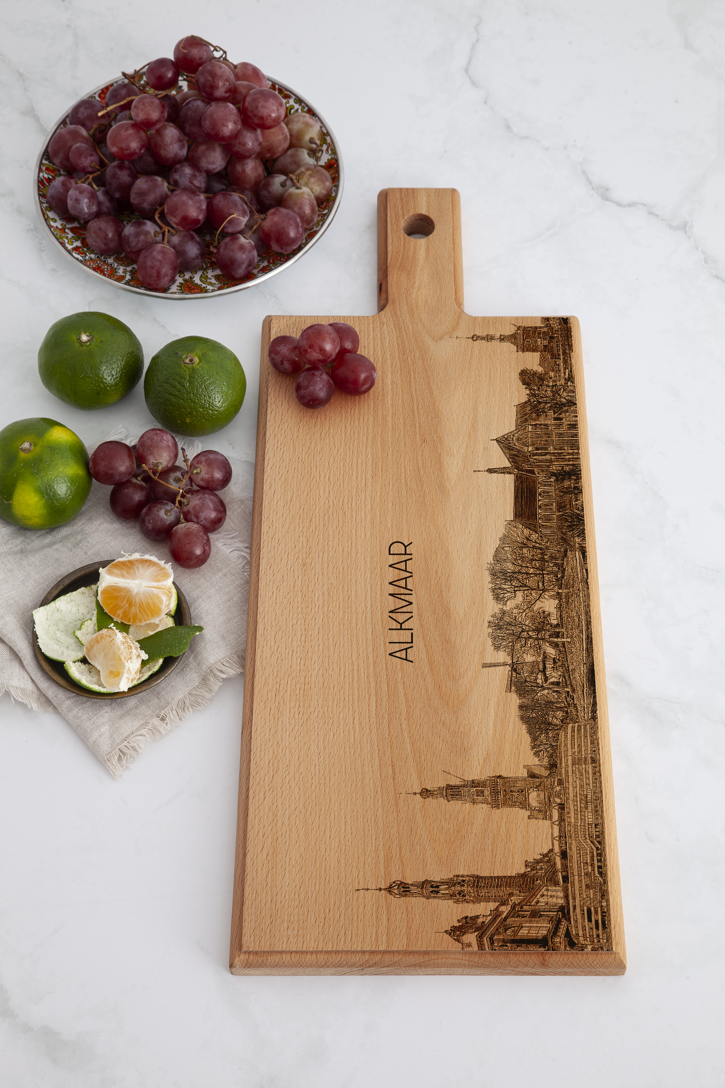 Handmade Alkmaar Skyline Engraved Serving Board - Beech Wood