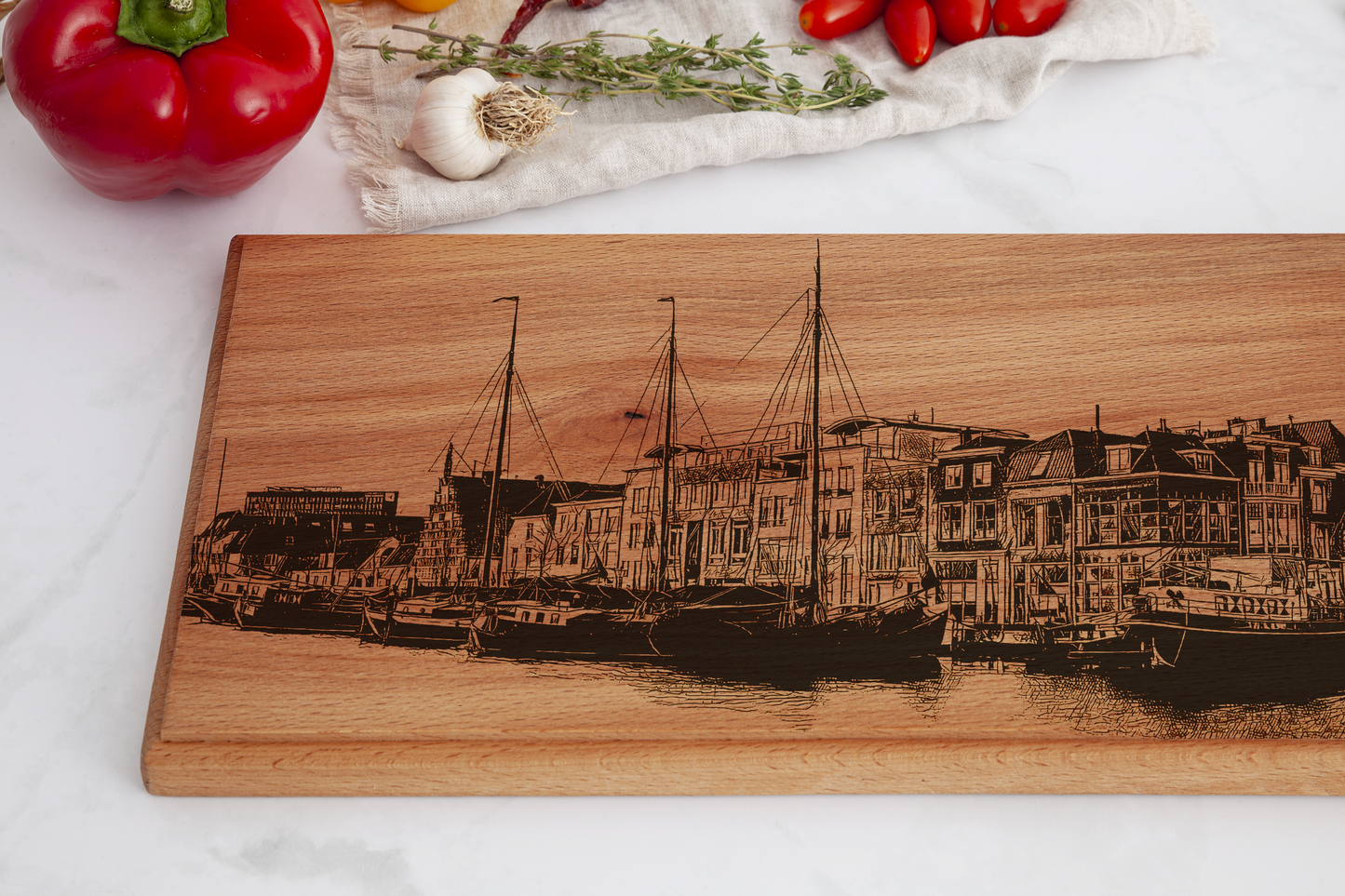 Leiden Historical Harbour Wooden Serving Board – 60 x 17 cm