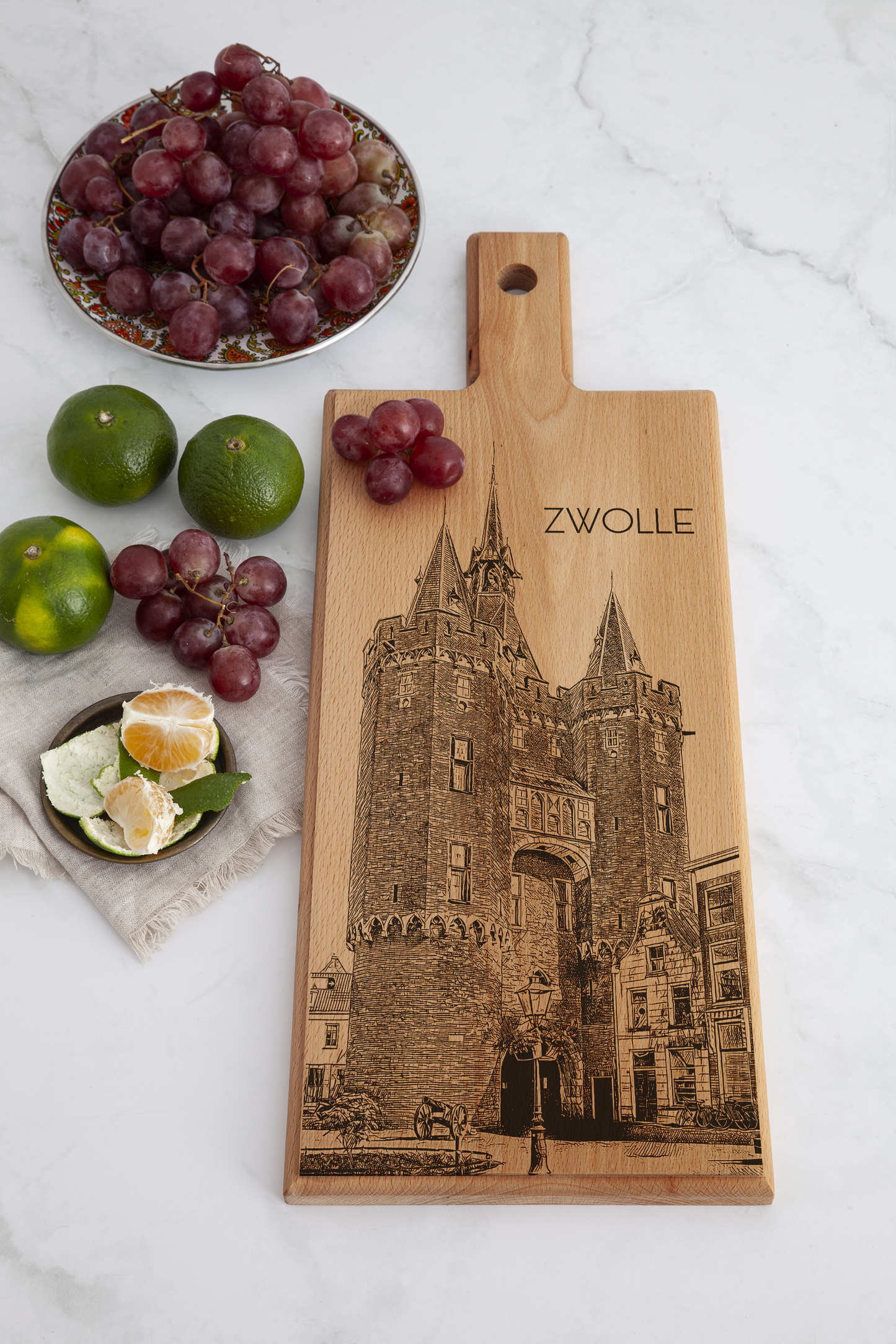 Zwolle Sassenpoort – Wooden Serving Board (49 × 17 cm)