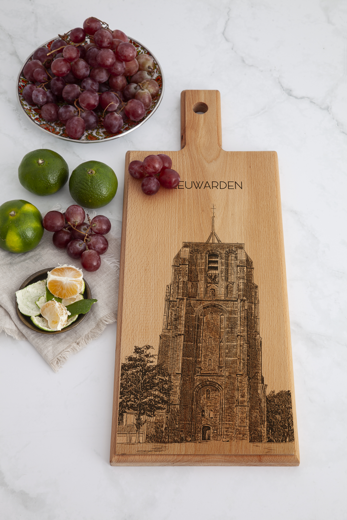 Leeuwarden Oldehove & Sint-Vituskerk houten serveerplank – 49 x 17 cm