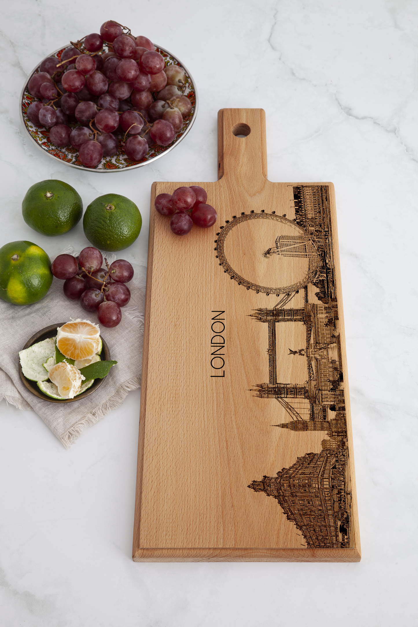 London Skyline Wooden Serving Board – 49 x 17 cm