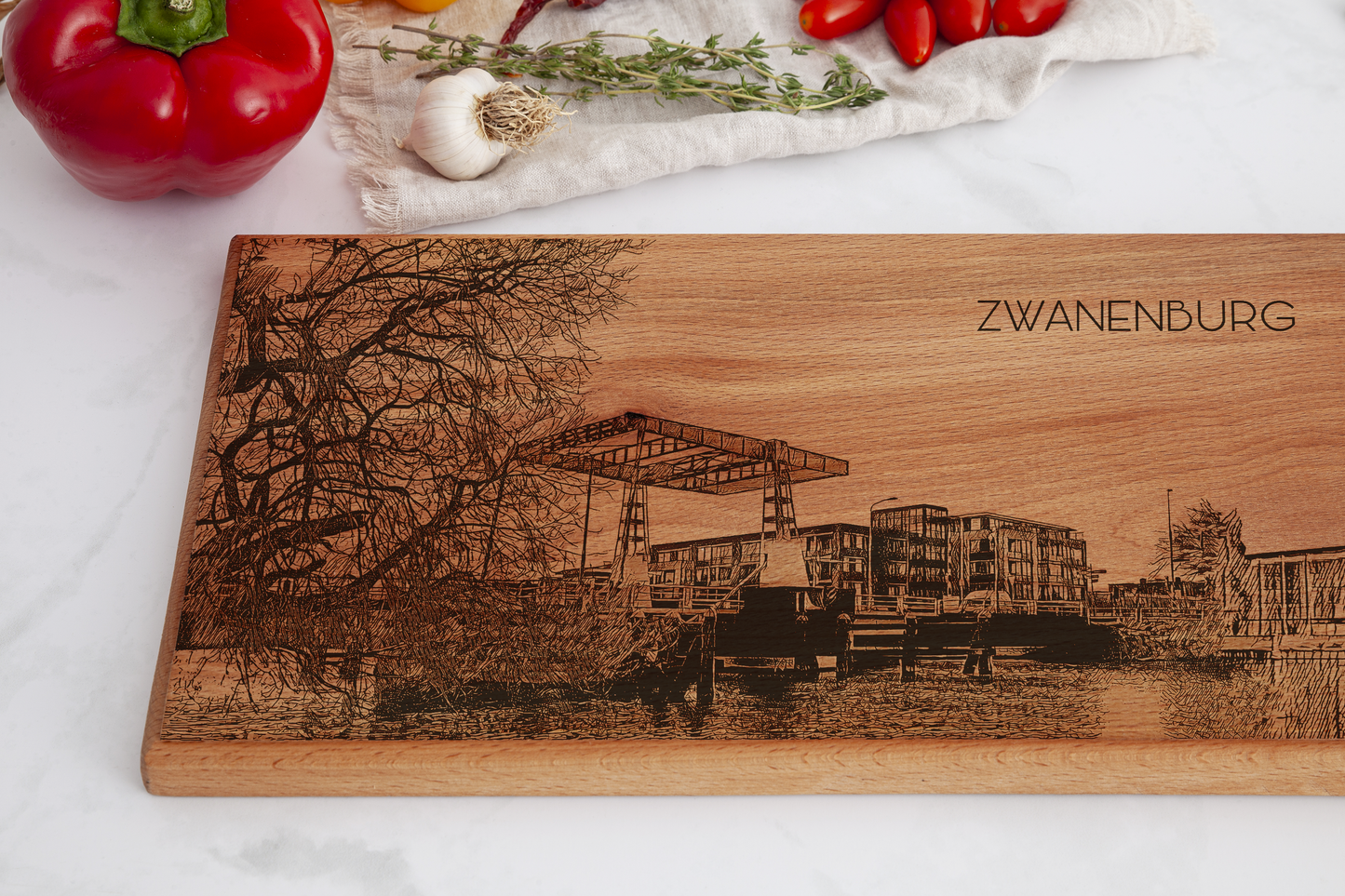 Zwanenburg Skyline Houten Serveerplank – 60 x 17 cm