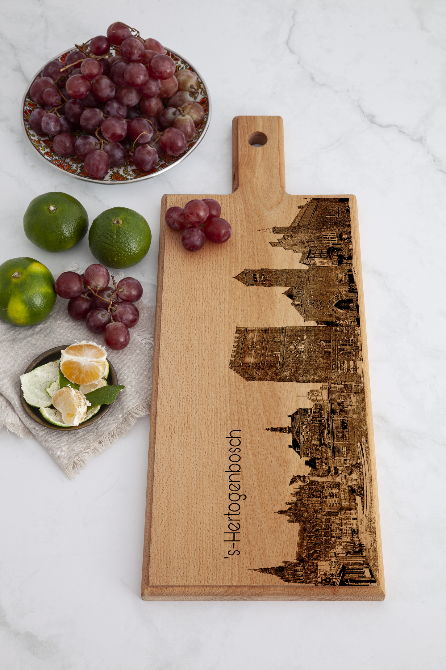 ’s-Hertogenbosch Skyline – Handmade Wooden Serving & Cheese Board (49 × 17 cm)