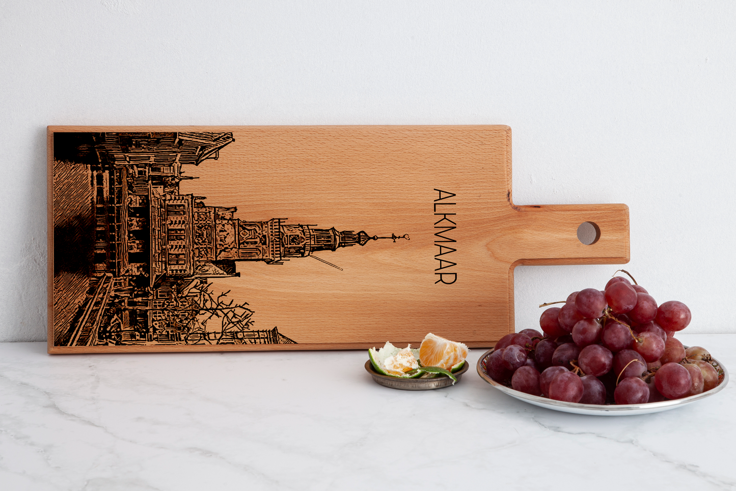 Handmade Alkmaar De Waag Engraved Serving Board - Beech Wood