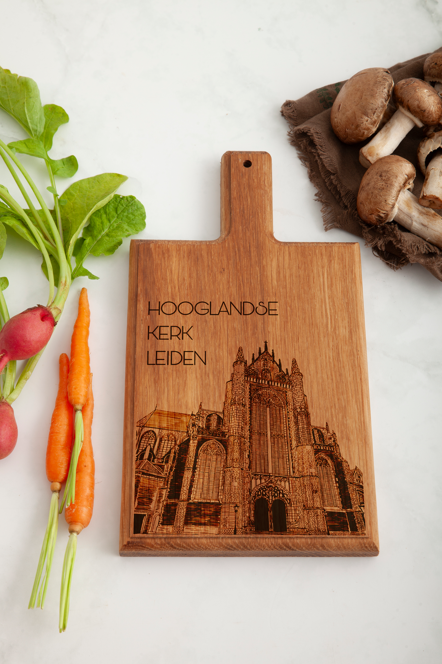 LEIDEN HOOGLANDSE KERK HANDMADE ENGRAVED CHEESE BOARD