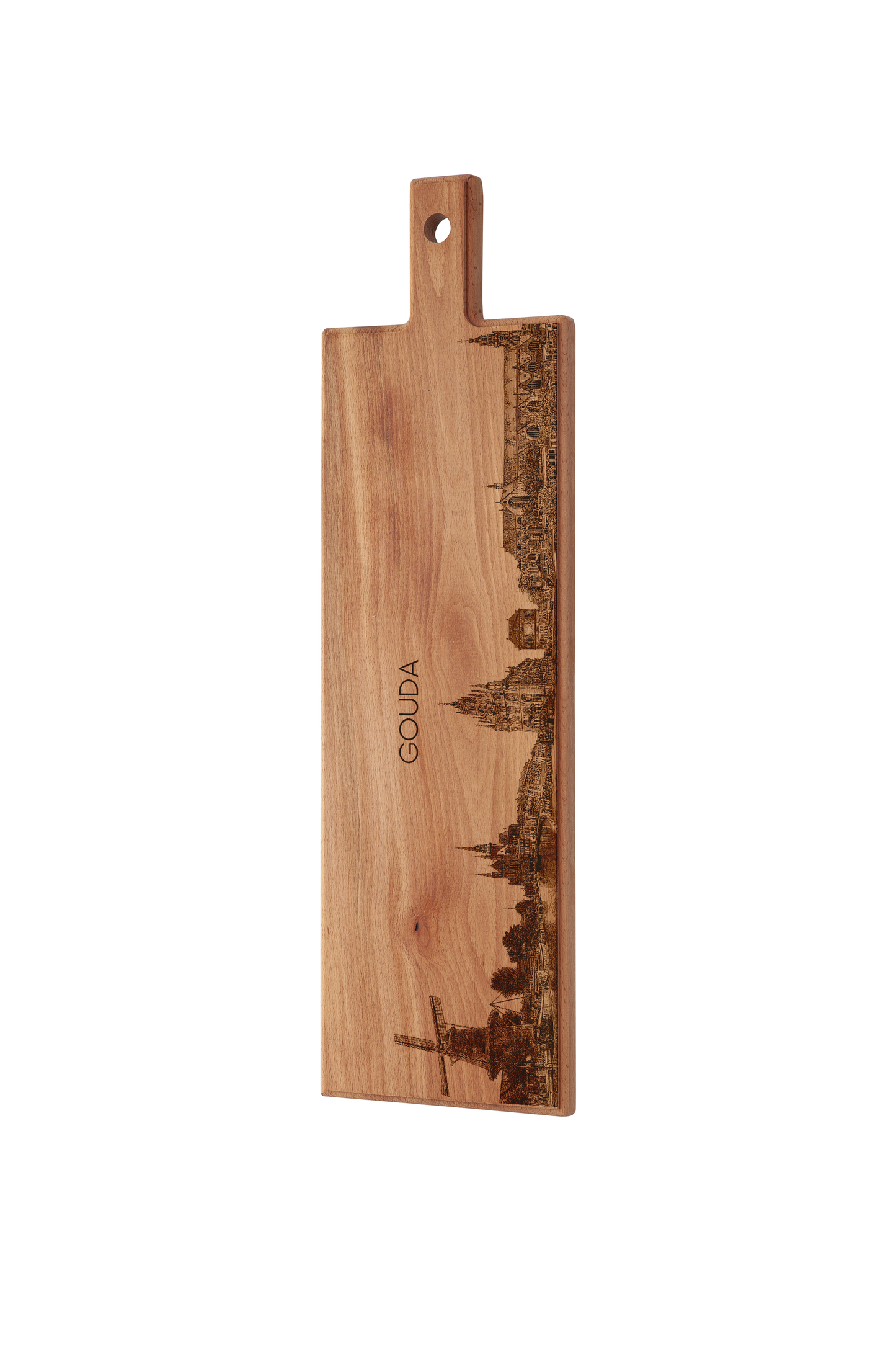 Gouda Skyline Wooden Serving Board – 60 x 17 cm