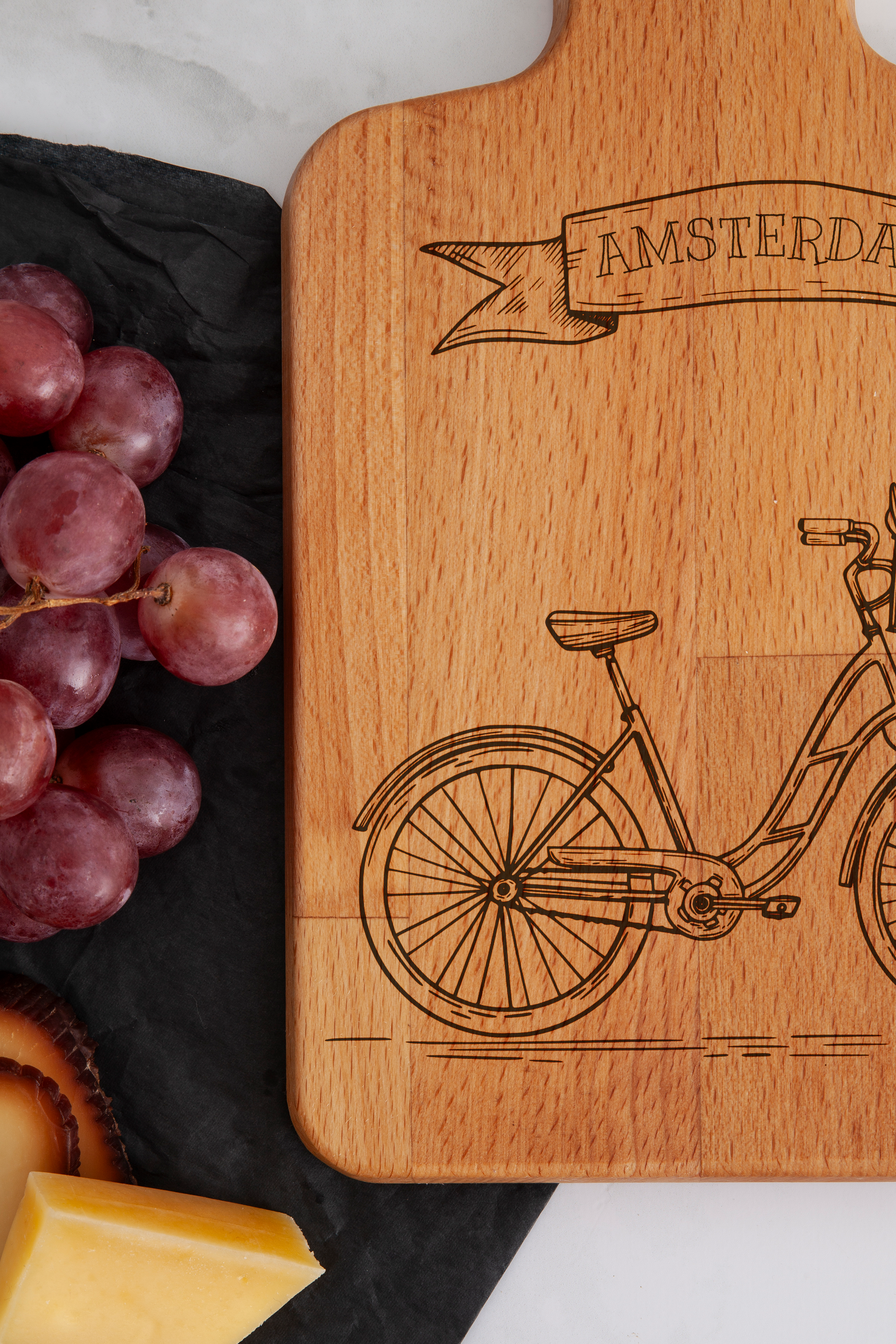 Amsterdam, Bicycle, cheese board, close-up