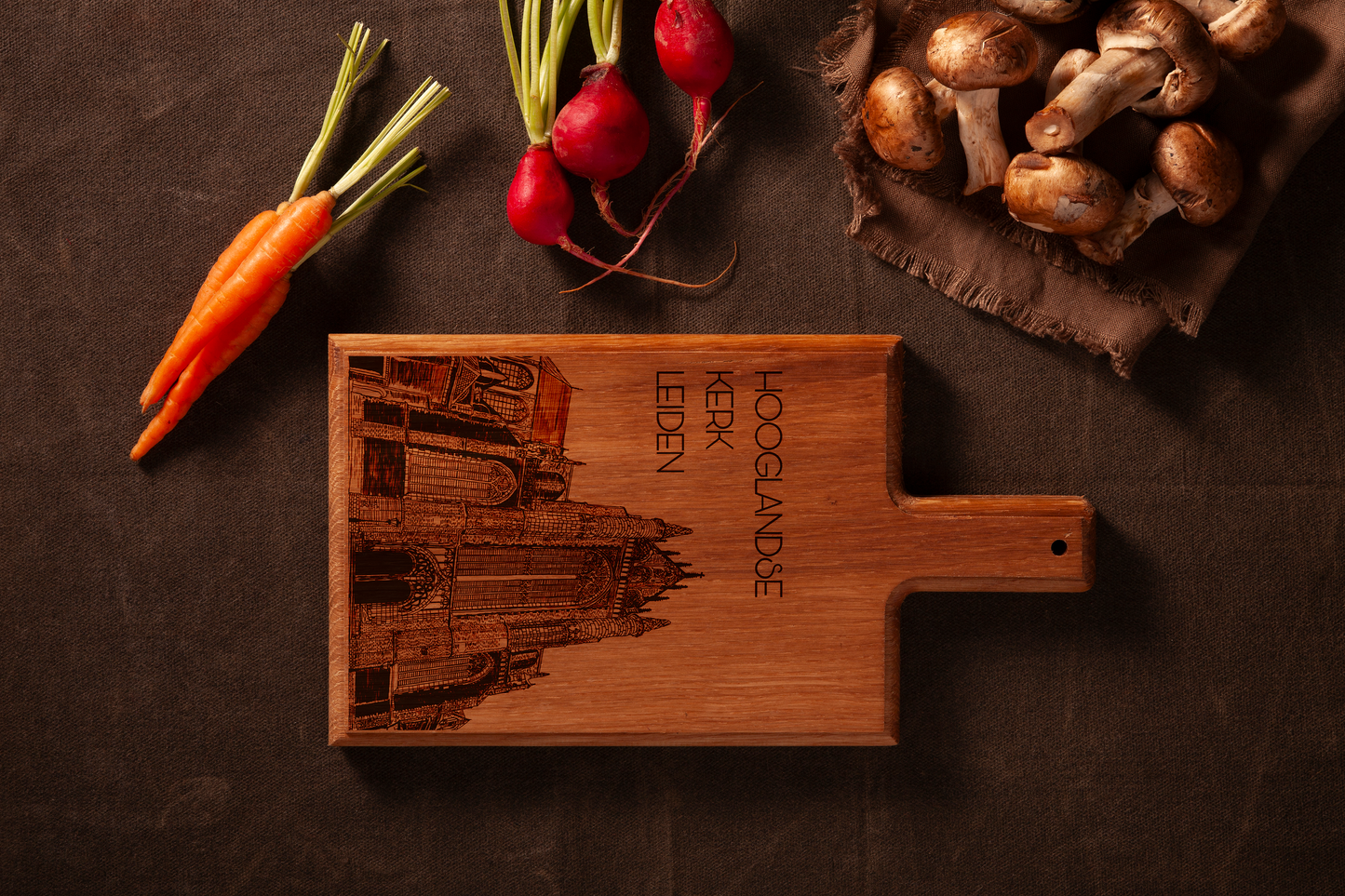 LEIDEN HOOGLANDSE KERK HANDMADE ENGRAVED CHEESE BOARD