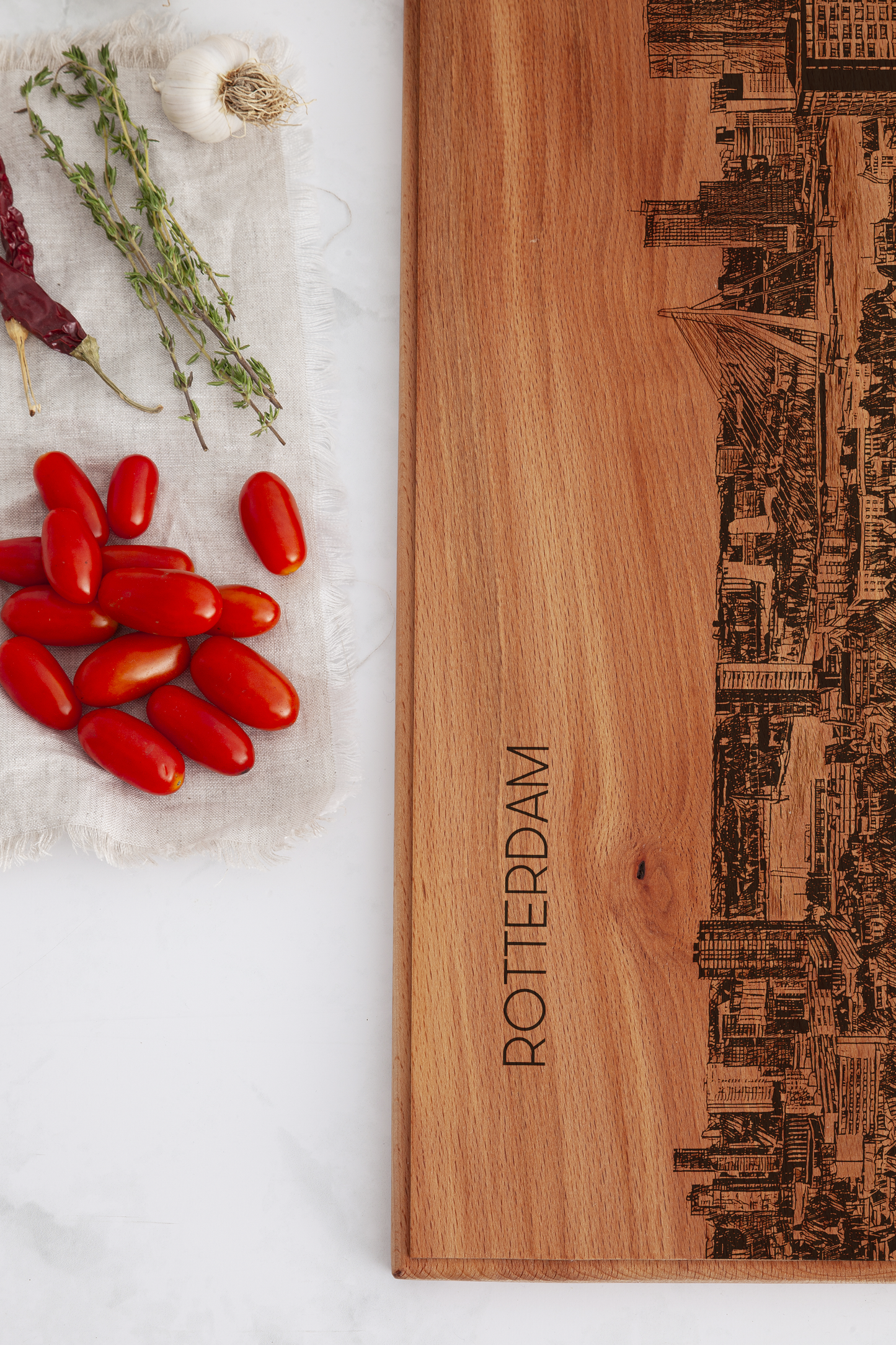 Rotterdam Skyline Wooden Serving Board – 60 x 17 cm