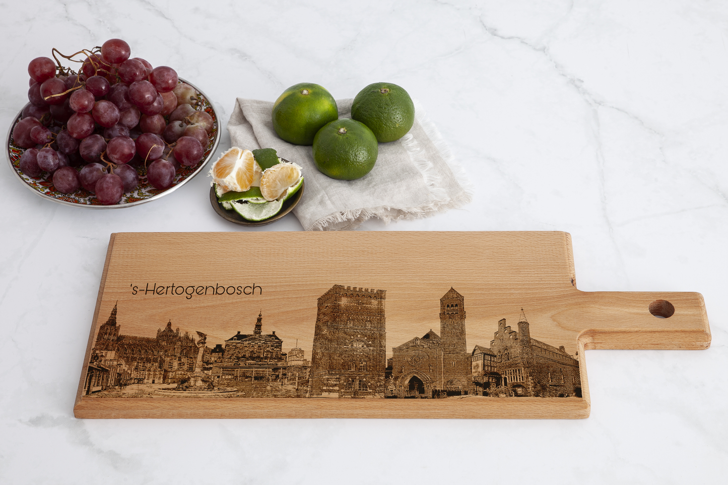 ’s-Hertogenbosch Skyline – Handmade Wooden Serving & Cheese Board (49 × 17 cm)