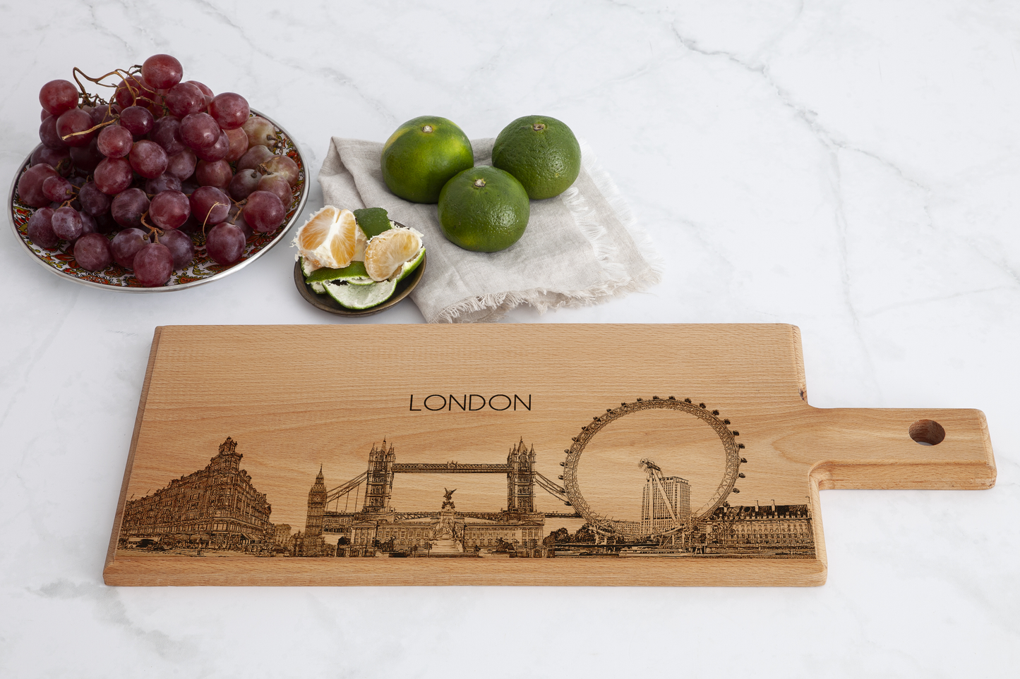 London Skyline Wooden Serving Board – 49 x 17 cm