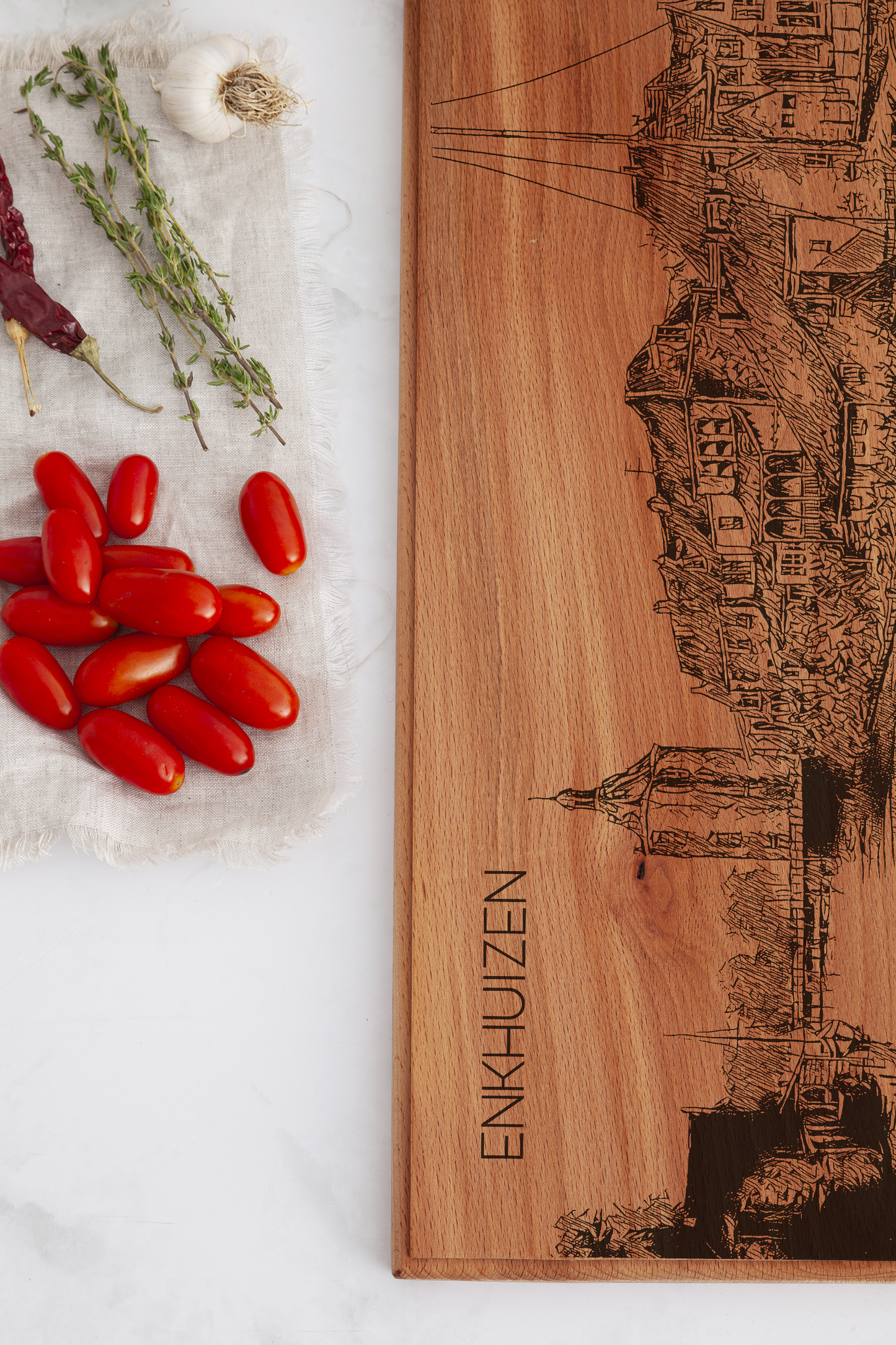 Handmade Enkhuizen Engraved Large Serving Board - Beech Wood