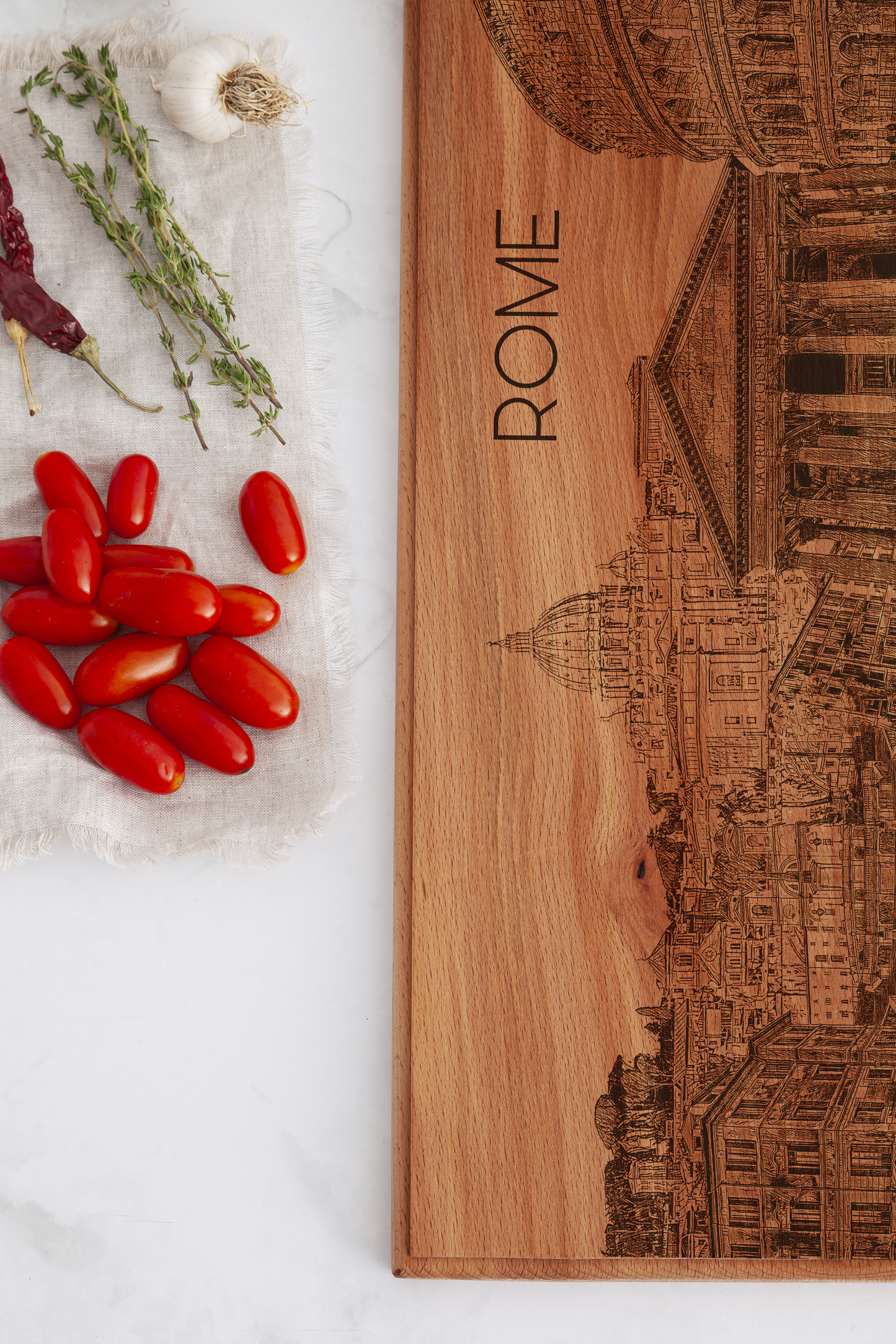 Rome Skyline Wooden Serving Board – 62 x 17 cm