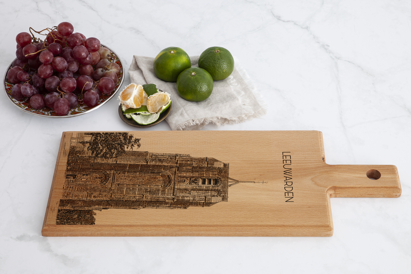 Leeuwarden Oldehove & Sint-Vituskerk houten serveerplank – 49 x 17 cm