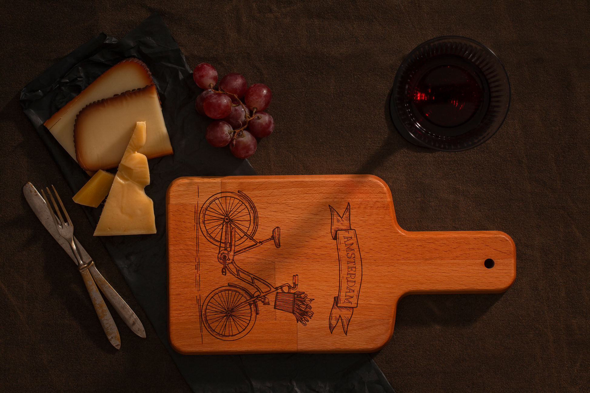 Amsterdam, Bicycle, cheese board, antimicrobial