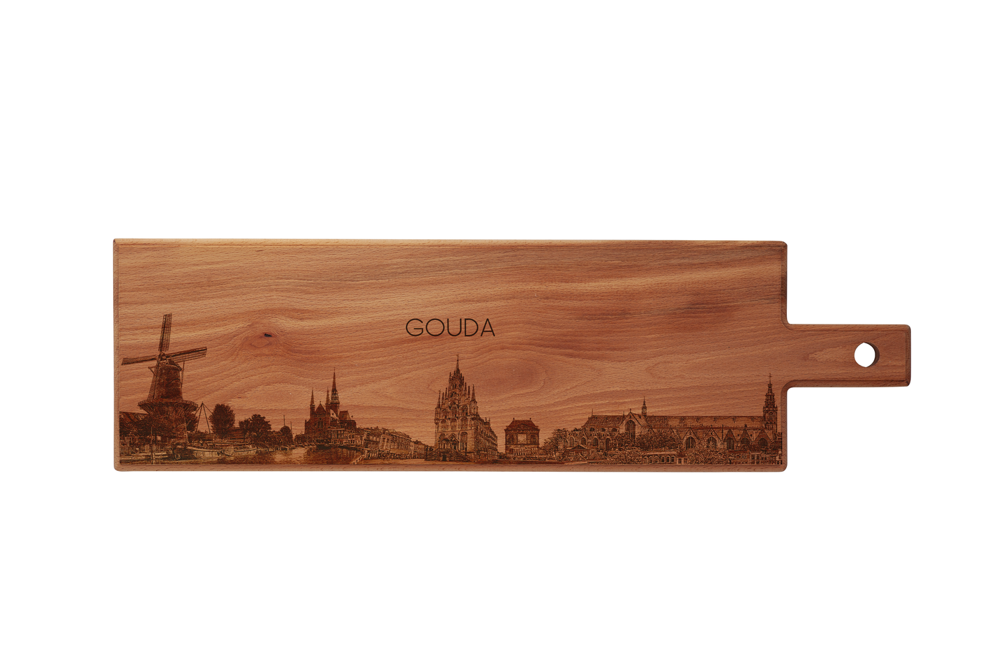 Gouda Skyline Wooden Serving Board – 60 x 17 cm