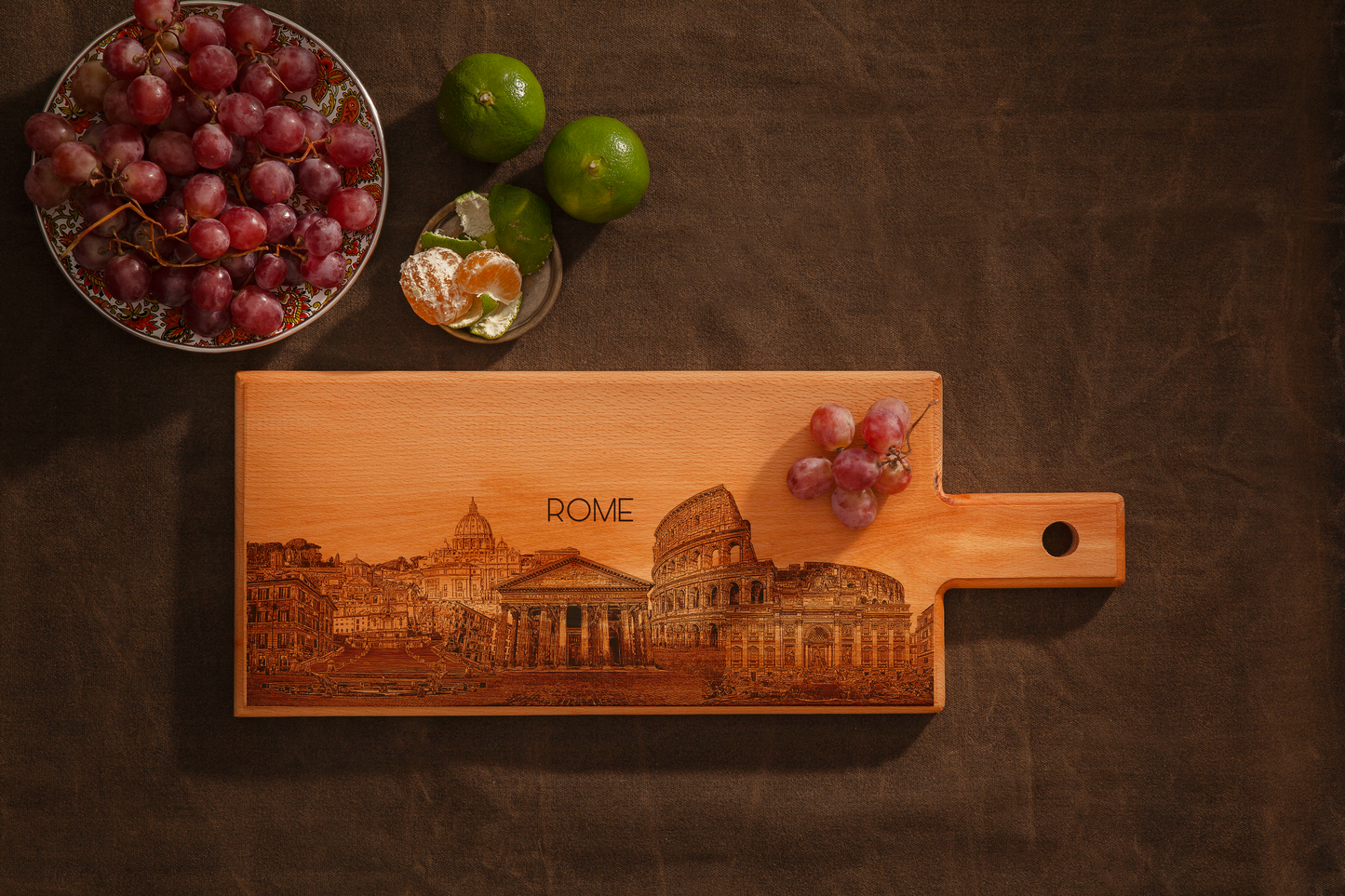 Rome skyline houten serveerplank – 49 x 17 cm