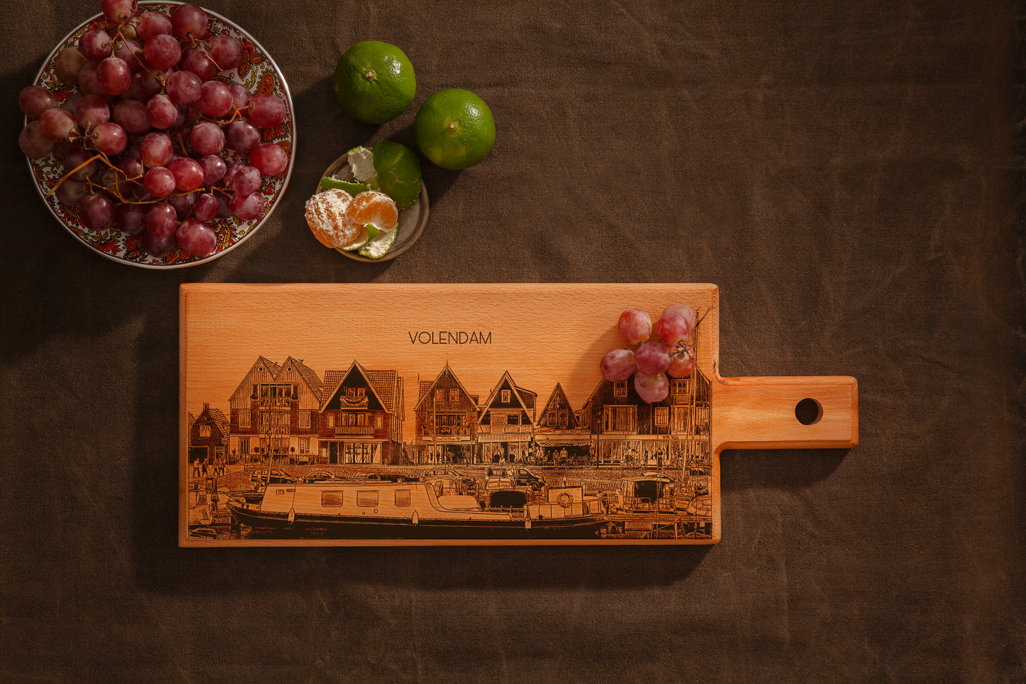 Volendam Harbour Wooden Serving Board – 49 x 17 cm