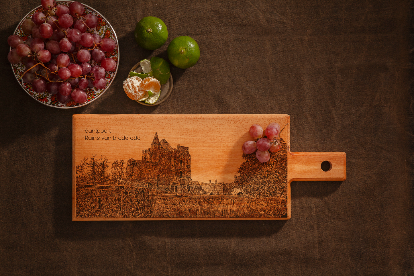 Santpoort Ruïne van Brederode Wooden Serving Board – 49 x 17 cm