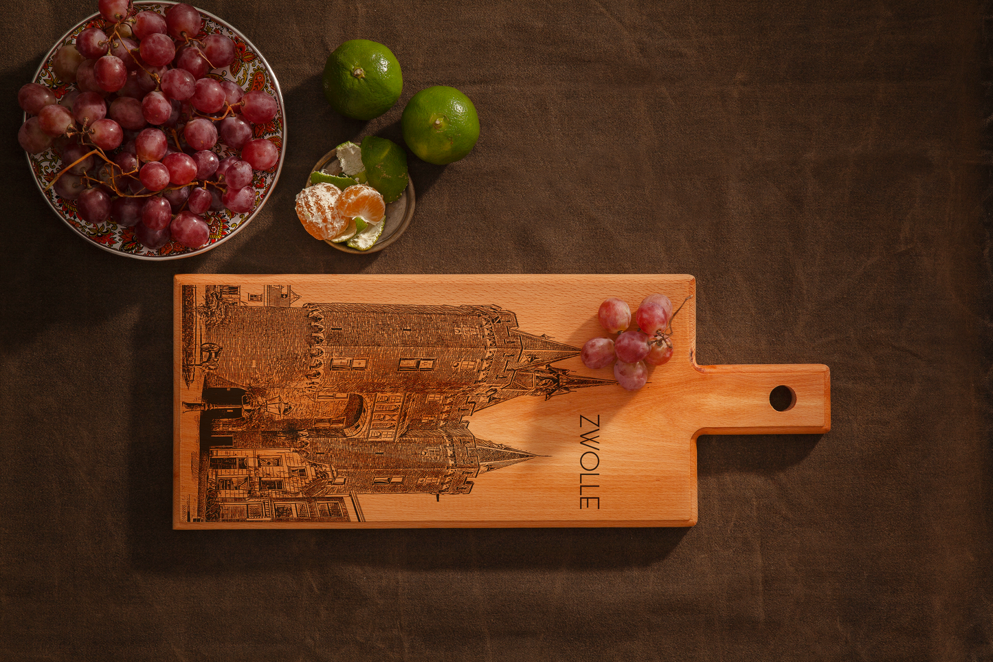 Zwolle Sassenpoort – Wooden Serving Board (49 × 17 cm)