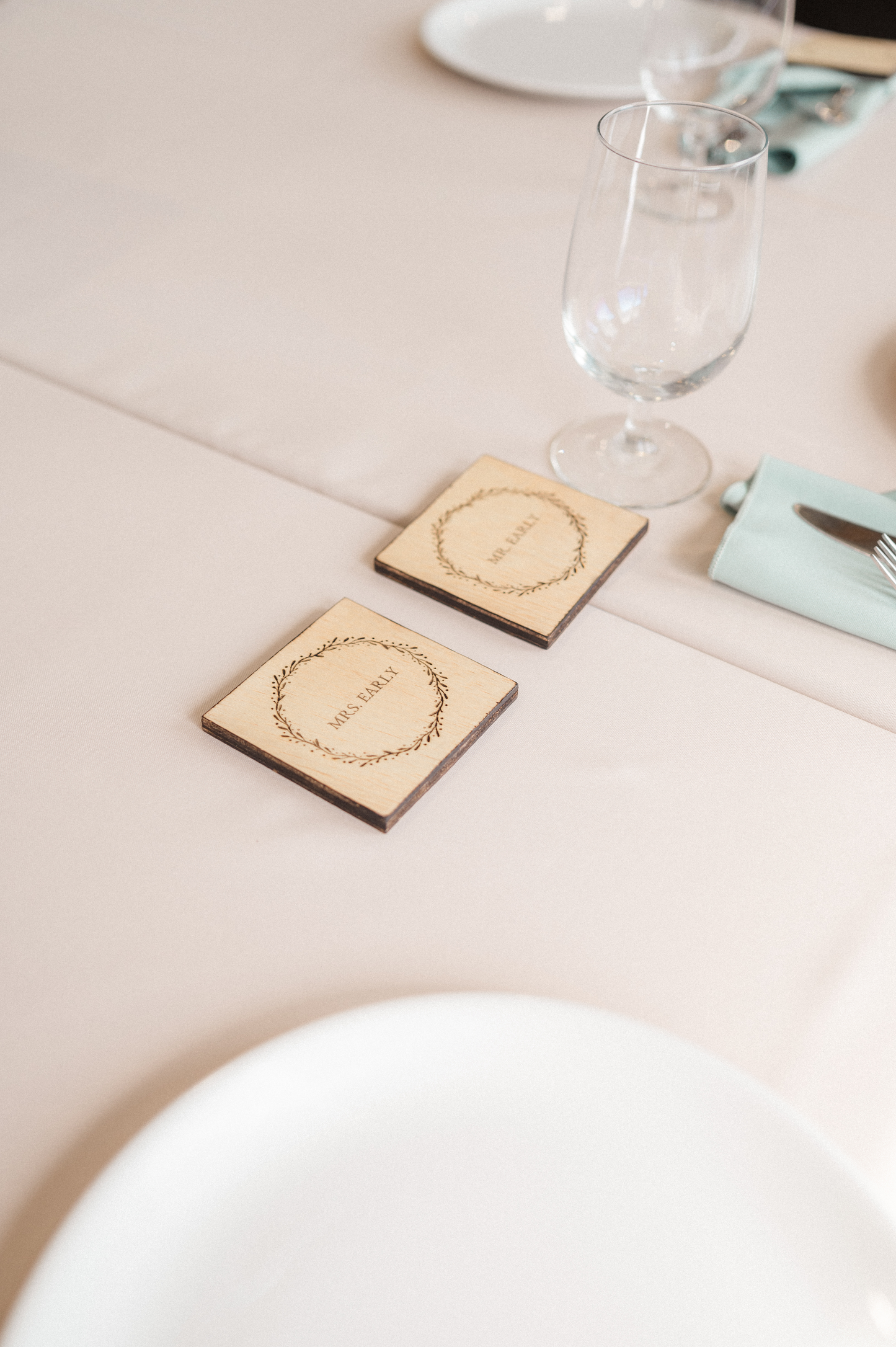 Personalized Wooden Coasters with Name Tag