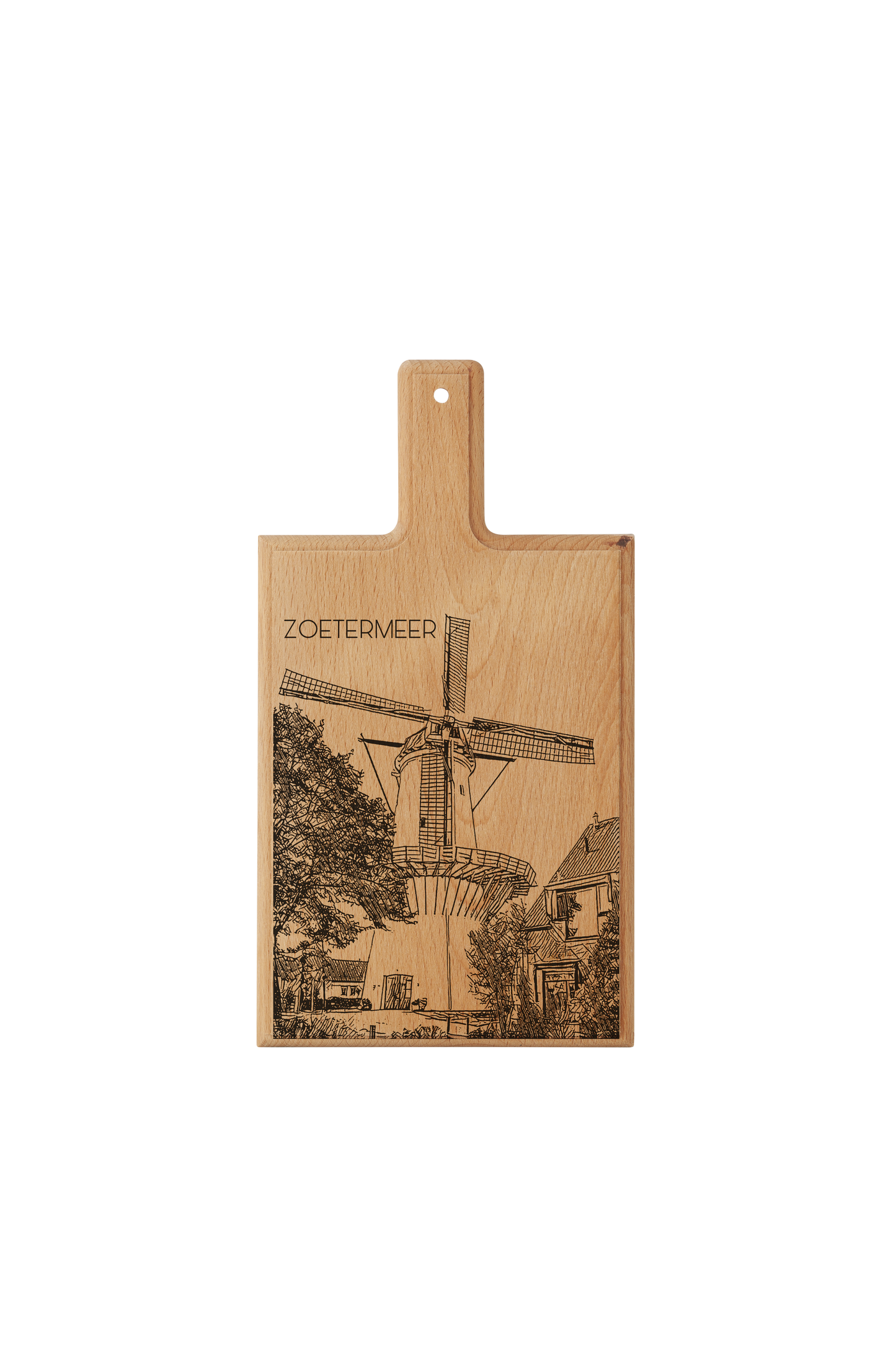 Zoetermeer Molen de Hoop – Handmade Beechwood Serving & Cheese Board (28 × 15 cm)