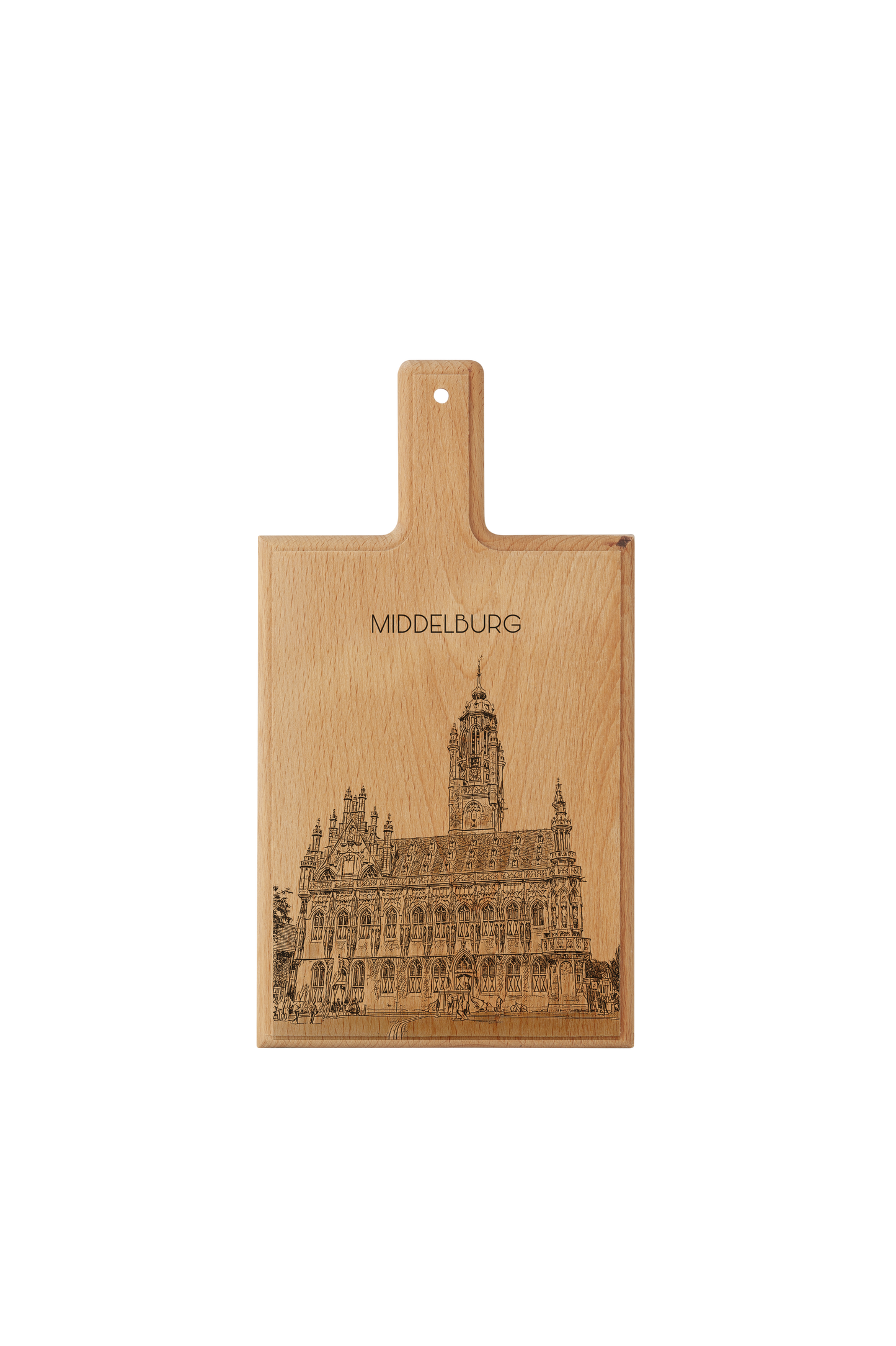 Middelburg Stadhuis – Handmade Beechwood Serving & Cheese Board (28 × 15 cm)