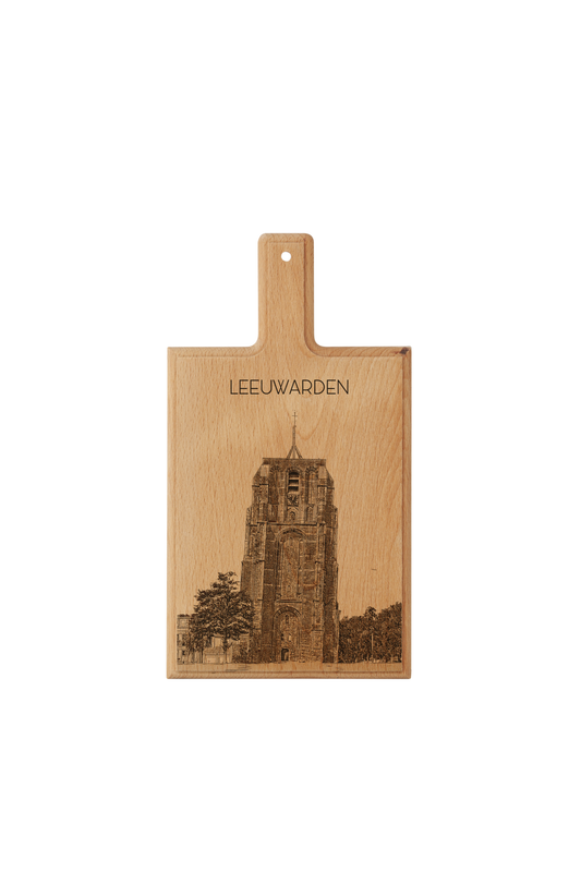 Leeuwarden Oldehove & Sint-Vituskerk – Handmade Beechwood Serving & Cheese Board (28 × 15 cm)