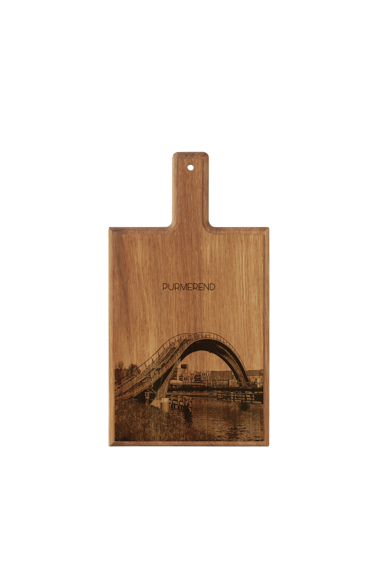 Purmerend Melkwegbrug – Handgemaakte Beukenhouten Serveer- & Kaasplank (28 × 15 cm)