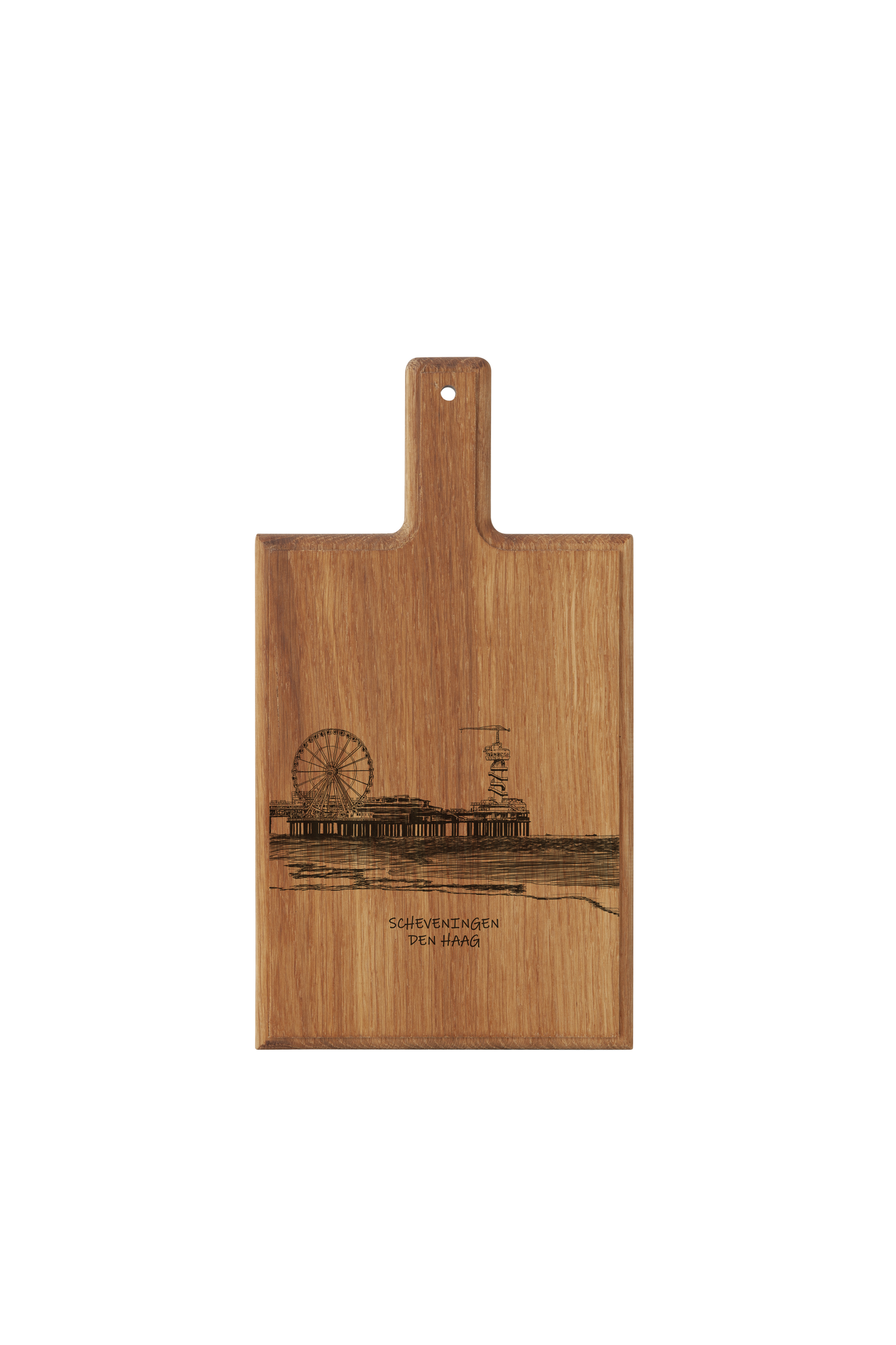 Scheveningen De Pier – Handgemaakte Beukenhouten Serveer- & Kaasplank (28 × 15 cm)