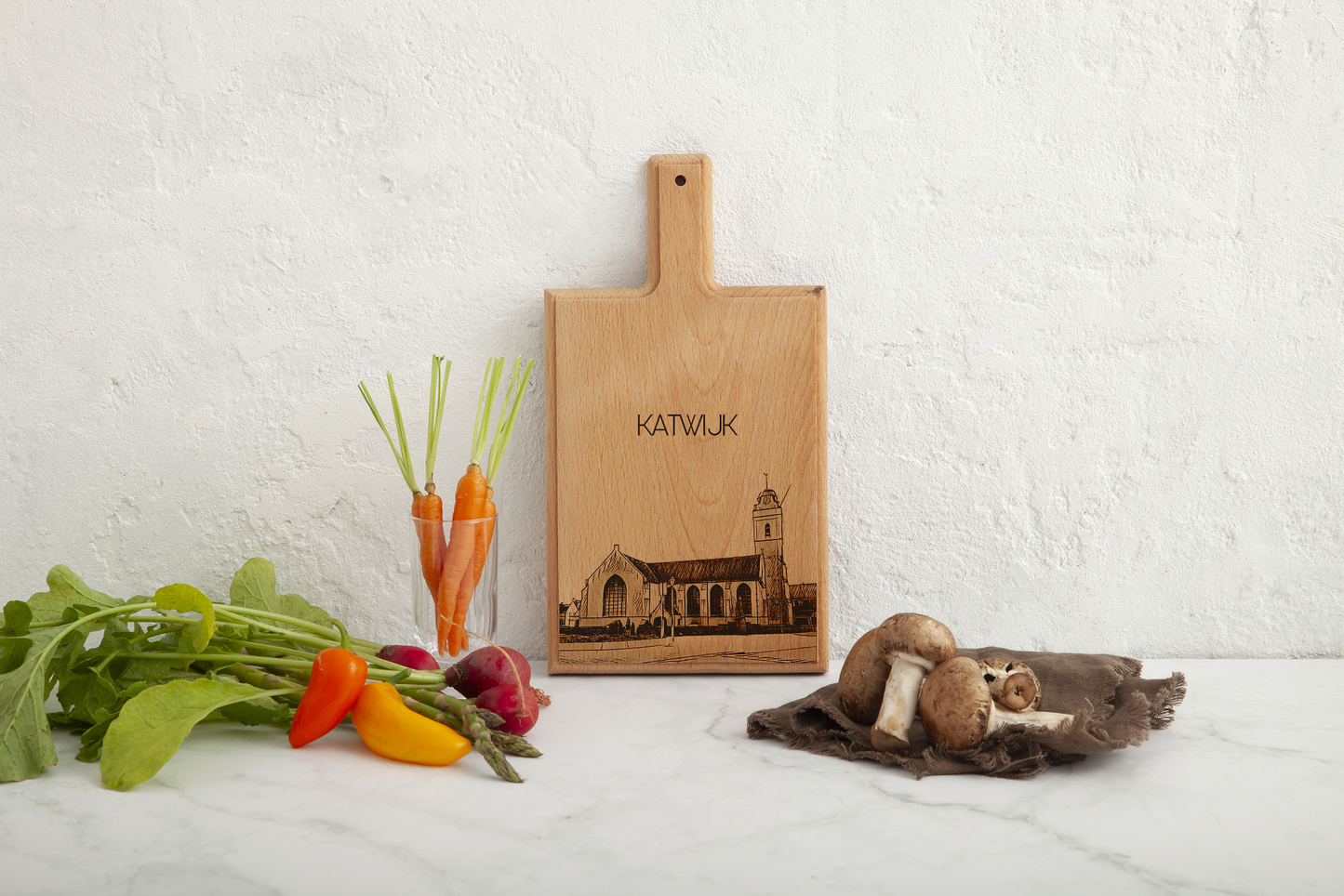KATWIJK ANDREASKERK HANDMADE , ENGRAVED CHEESE BOARD