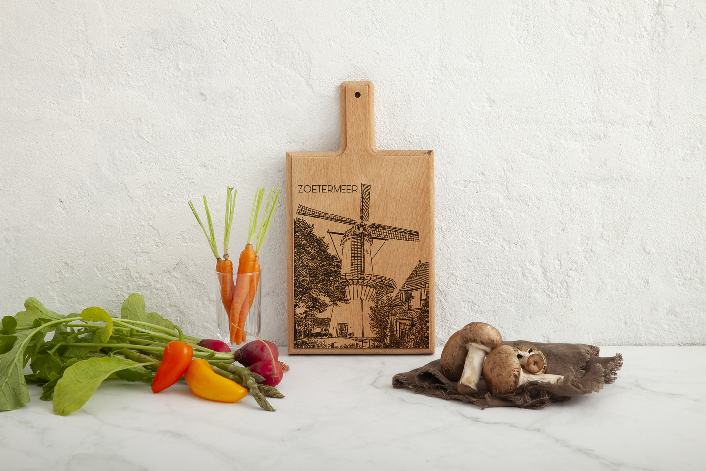 Zoetermeer Molen de Hoop – Handmade Beechwood Serving & Cheese Board (28 × 15 cm)