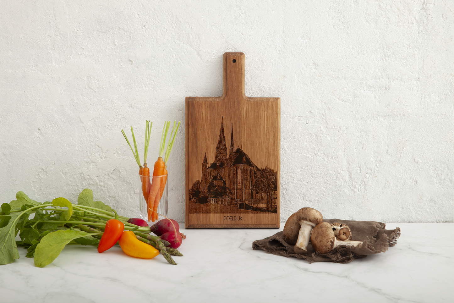 Handmade Poeldijk H. Bartholomeuskerk Engraved Cheese Board - Beech Wood