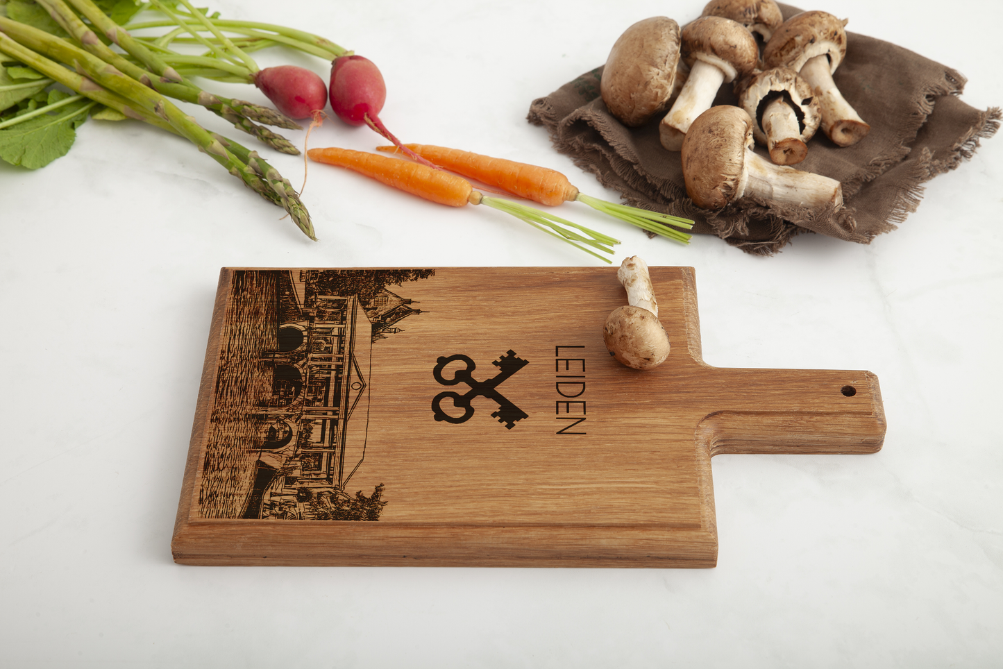 Handgemaakte Koornbrug Leiden Gegraveerde Kaasplank - Beukenhout