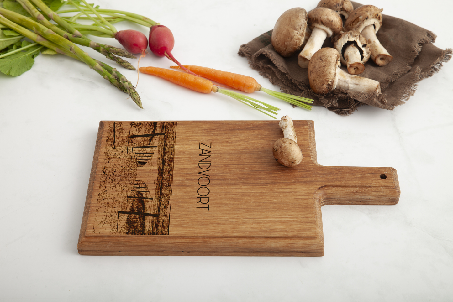 Handmade Zandvoort Strand Engraved Cheese Board - Beech Wood