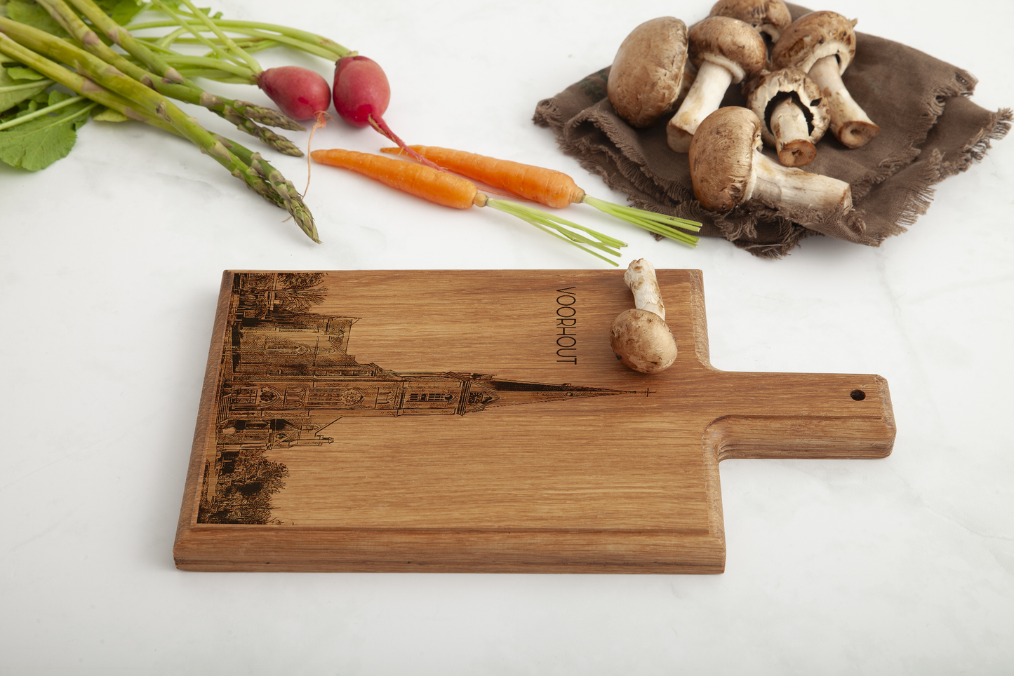 Handmade Voorhout Sint-Bartholomeükerk Engraved Cheese Board - Beech Wood