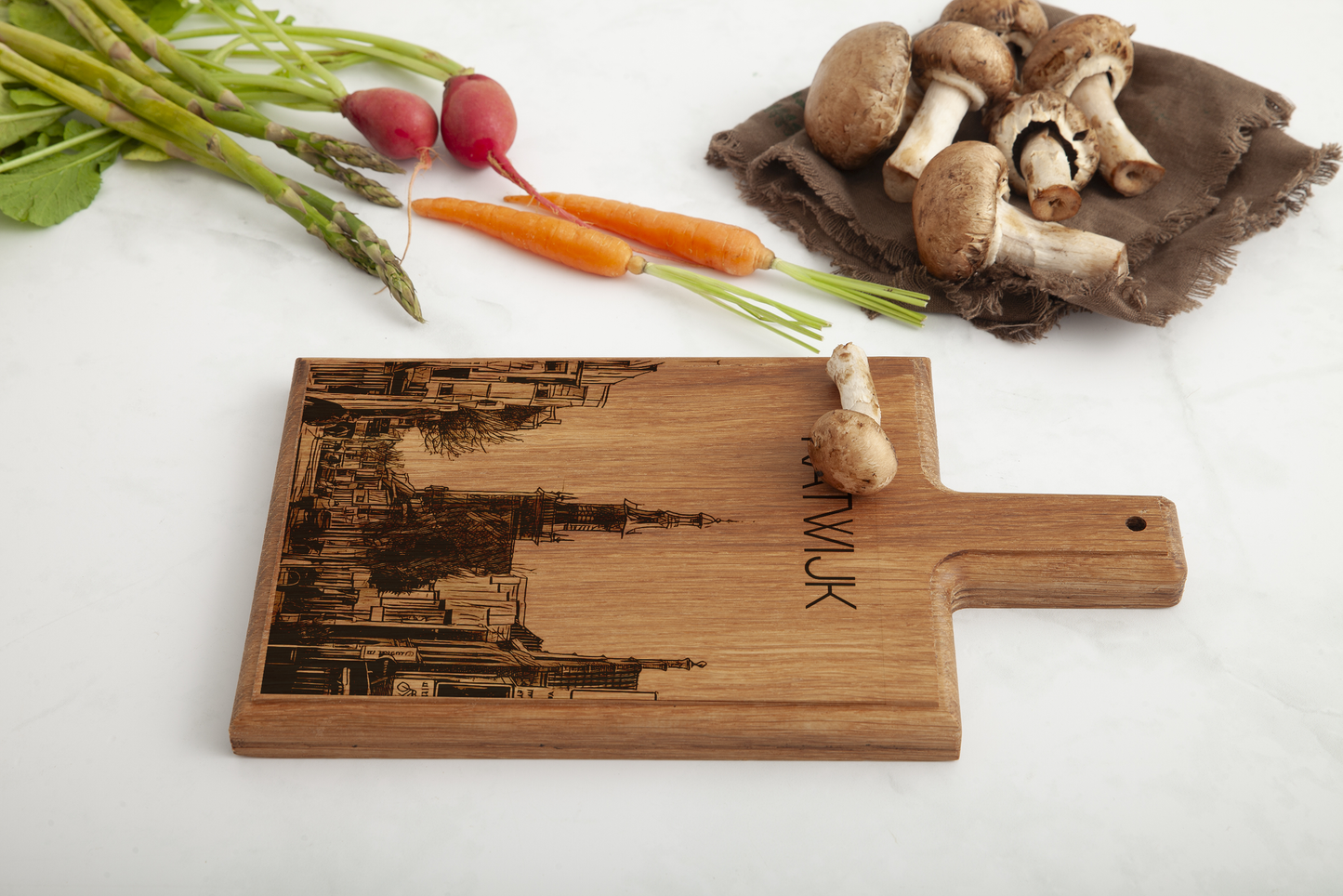 KATWIJK VOORSTRAAT HANDMADE , ENGRAVED CHEESE BOARD