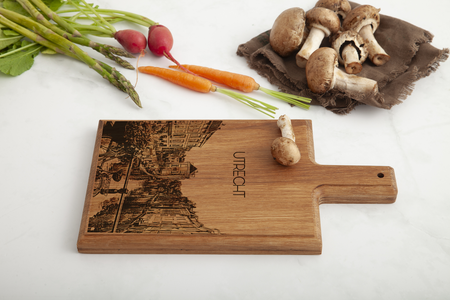 Handmade Utrecht Engraved Cheese Board - Beech Wood