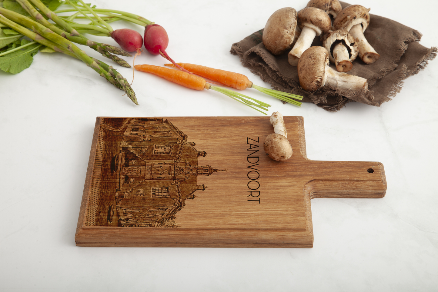 Handmade Zandvoort Stadhuis Engraved Cheese Board - Beech Wood