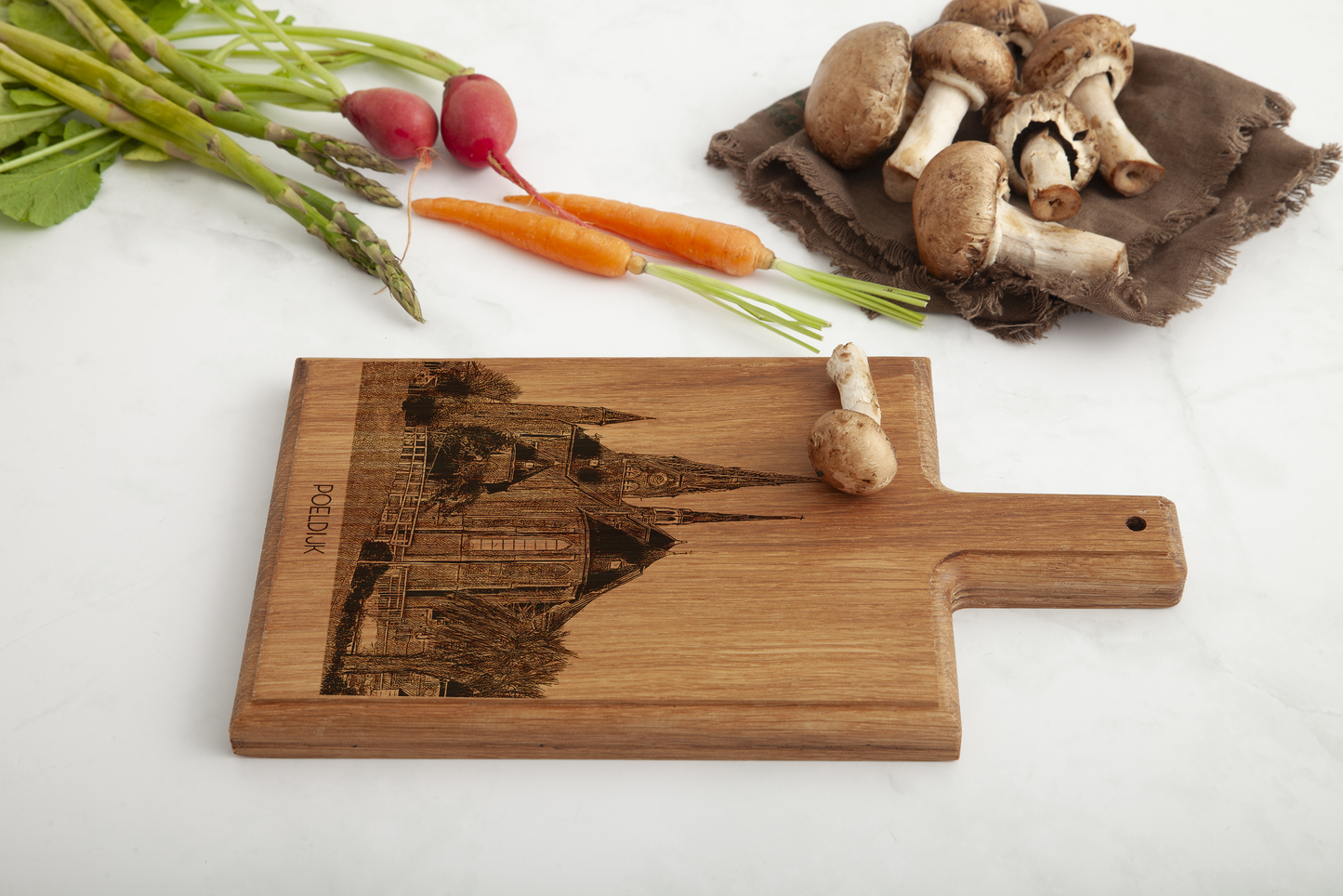Handmade Poeldijk H. Bartholomeuskerk Engraved Cheese Board - Beech Wood