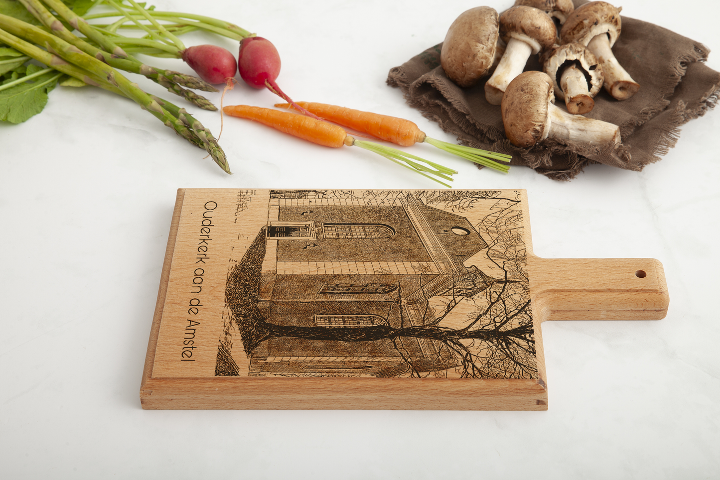 Ouderkerk aan de Amstel – Handmade Beechwood Serving & Cheese Board (28 × 15 cm)
