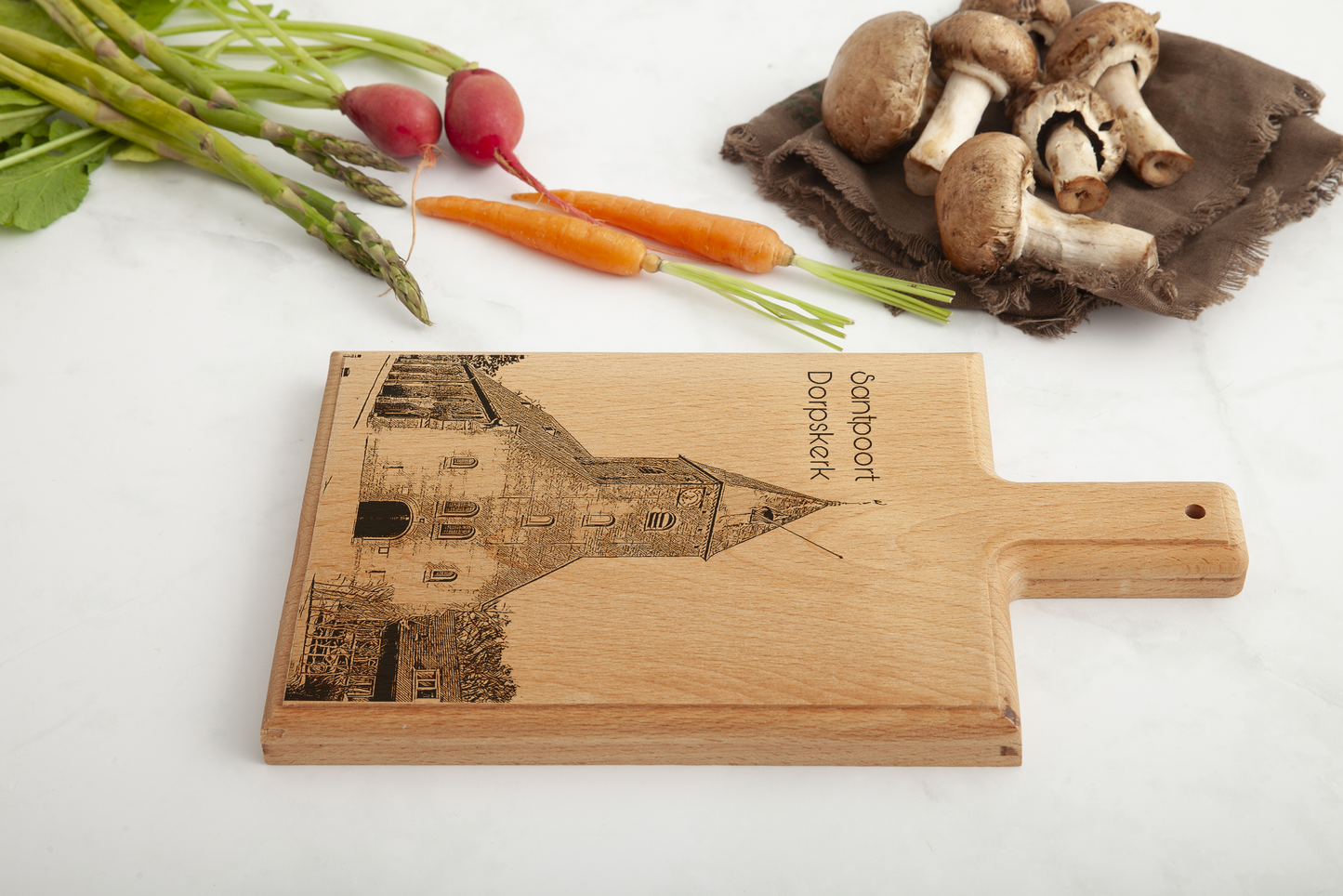 Santpoort – Dorpskerk Wooden Cheese Board (28 × 15 cm)