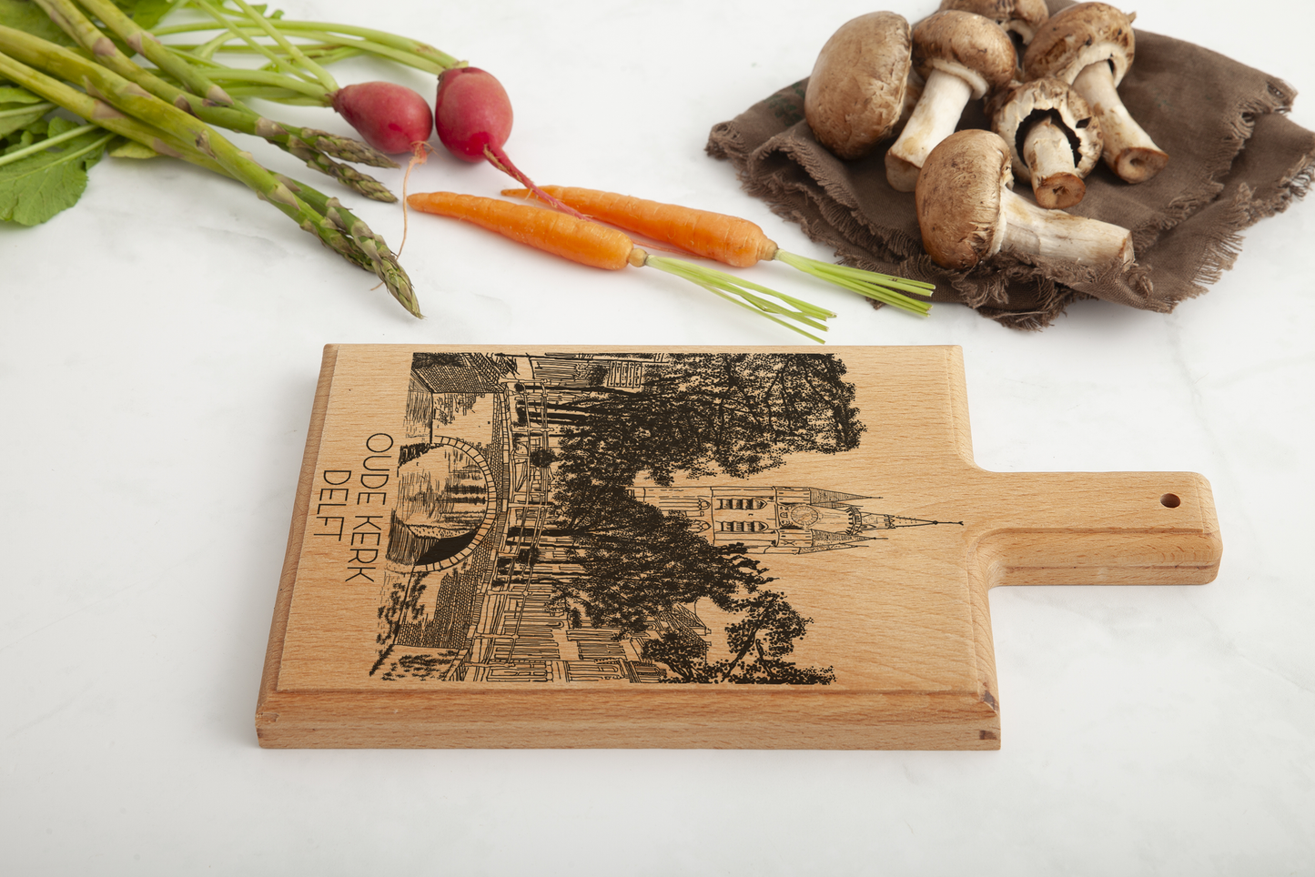 DELFT OUDE KERK HANDMADE ENGRAVED CHEESE BOARD