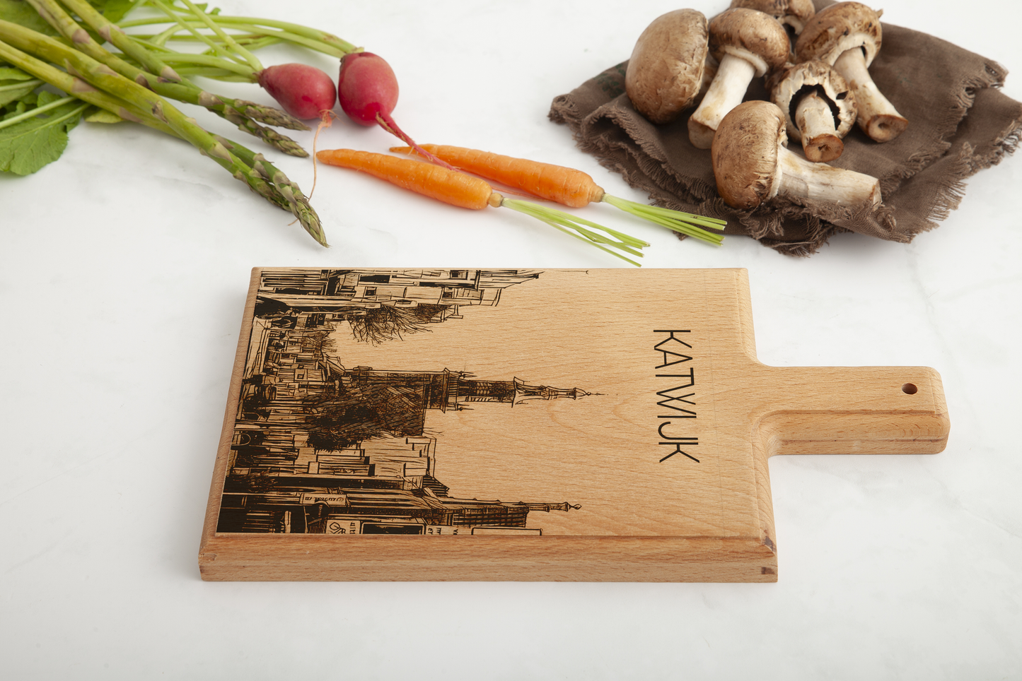 KATWIJK VOORSTRAAT HANDMADE , ENGRAVED CHEESE BOARD