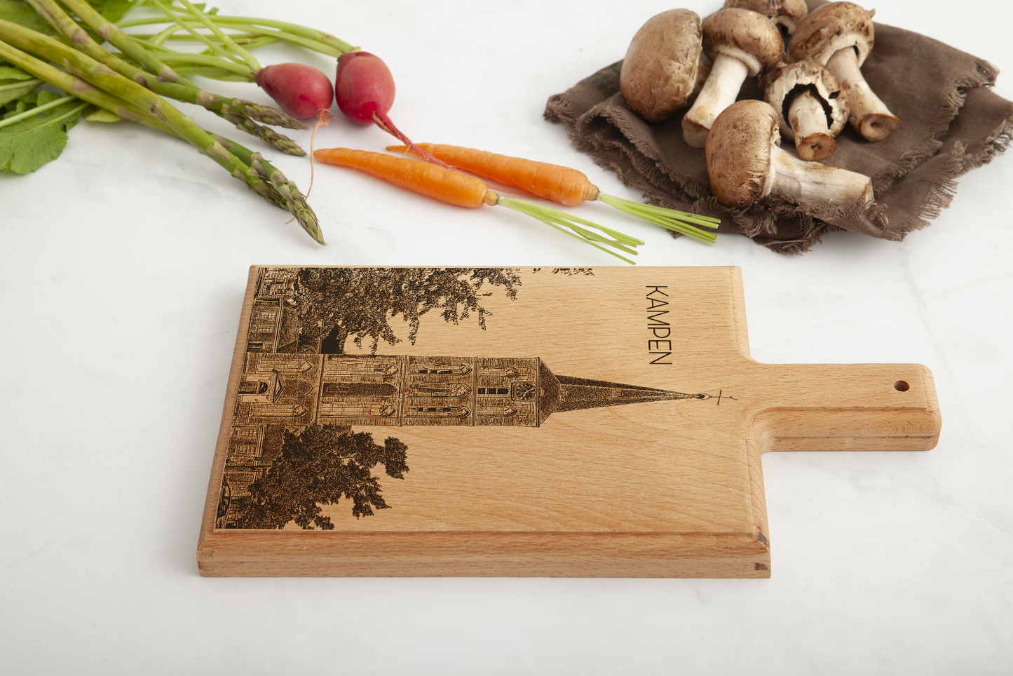 Kampen Bovenkerk – Handmade Beechwood Serving & Cheese Board (28 × 15 cm)