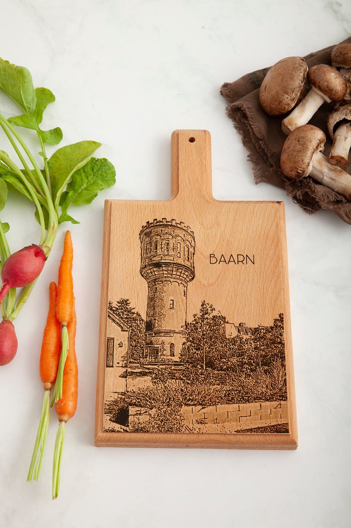 Baarn – Watertoren Wooden Cheese Board Souvenir (28 × 15 cm)